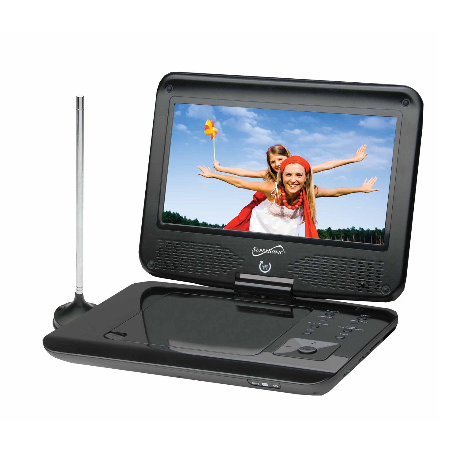 Supersonic SC-259 9    TFT Portable DVD/CD/MP3 Player with TV Tuner, USB and SD Card Slot