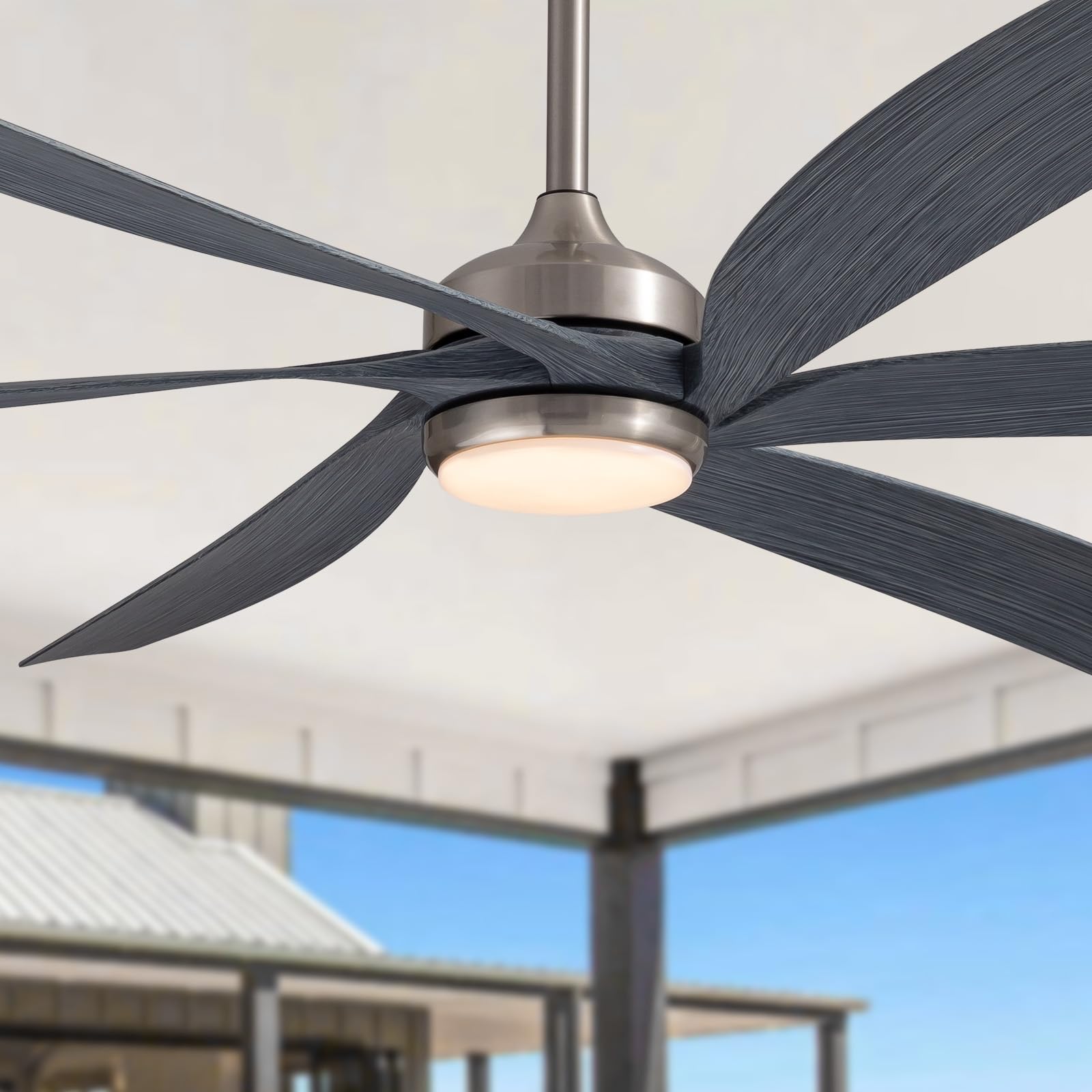 Nuoqiso 64 Inch Grey Ceiling Fans with Lights, Reversible Quiet DC Motor, Modern Ceiling Fan with Light and Remote, Indoor/Outdo
