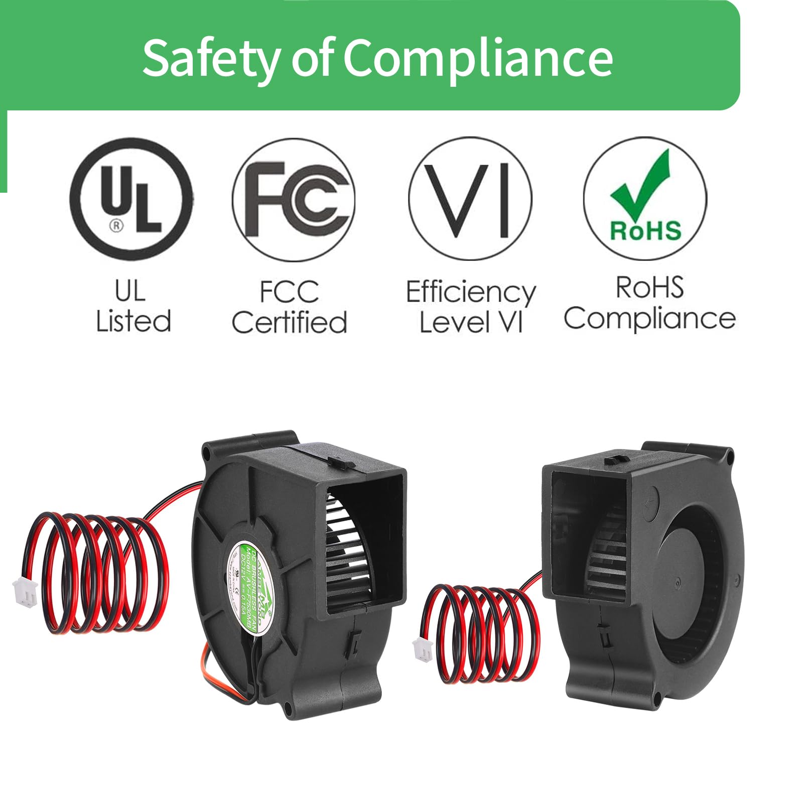 75Mm X 30Mm 7530 Dc 12V Cooling Blower Fan, Dual Ball Bearing Brushless