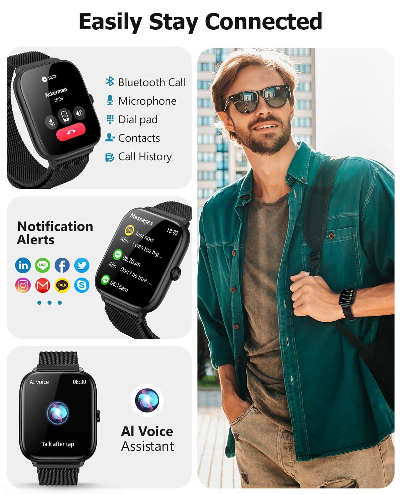 Smart Watch For Men With Blood Pressure Monitor, 2.06 '' Amoled Always-On Display, Ip68 Waterproof Fitness Tracker, 118 Sports M