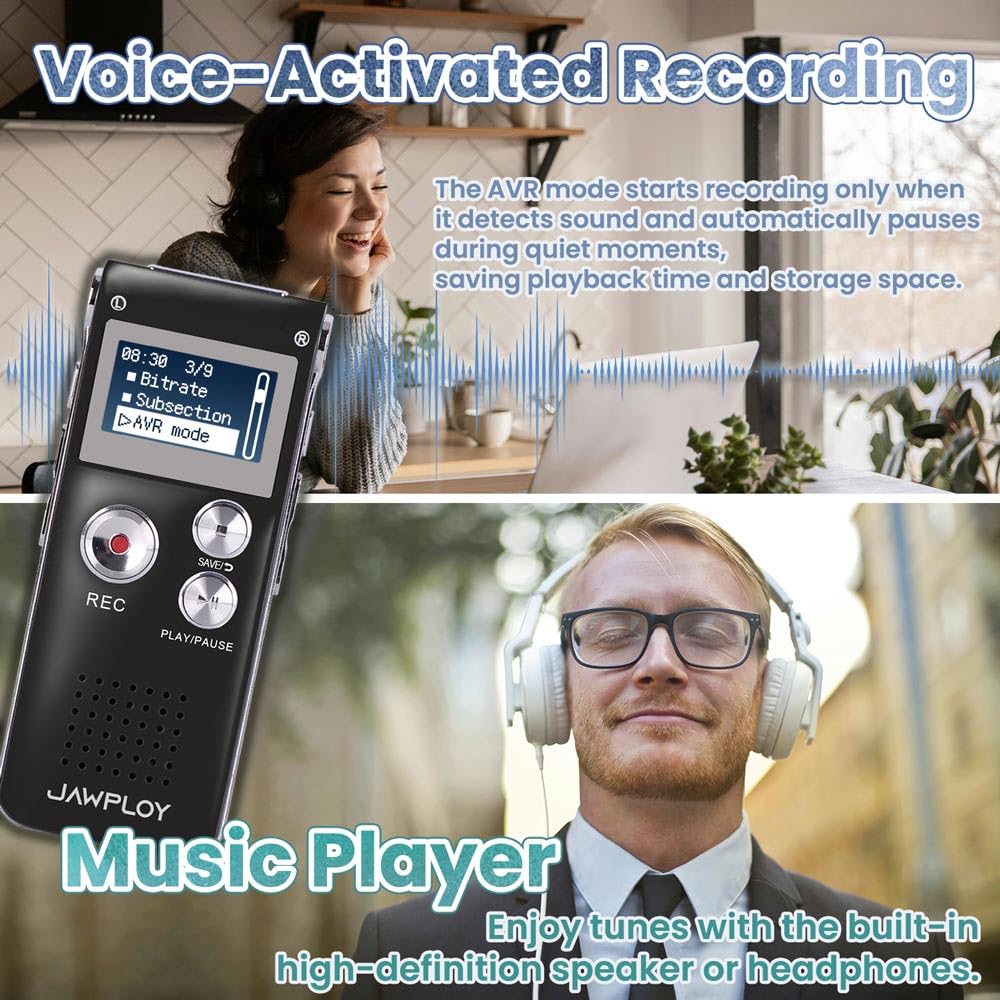 64Gb Digital Voice Recorder For Lectures Meetings Voice Activated Recording Device With Playback, Portable Audio Recorder Small