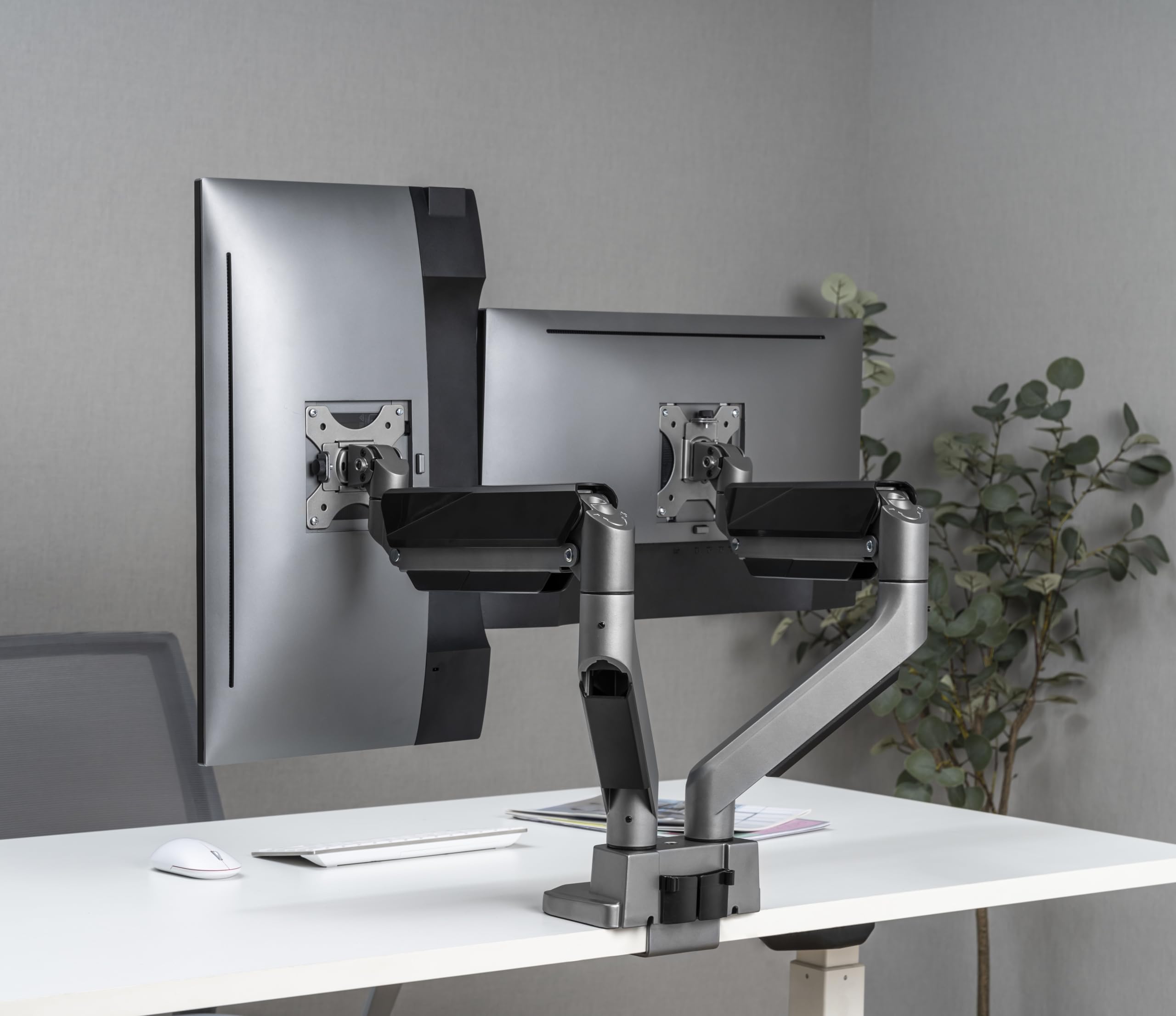 Jin Office Heavy Duty Dual Monitor Stand With Gas Spring Height Adjustment For 1335 Monitors | 2 Monitors Desk Mount | Adjusta