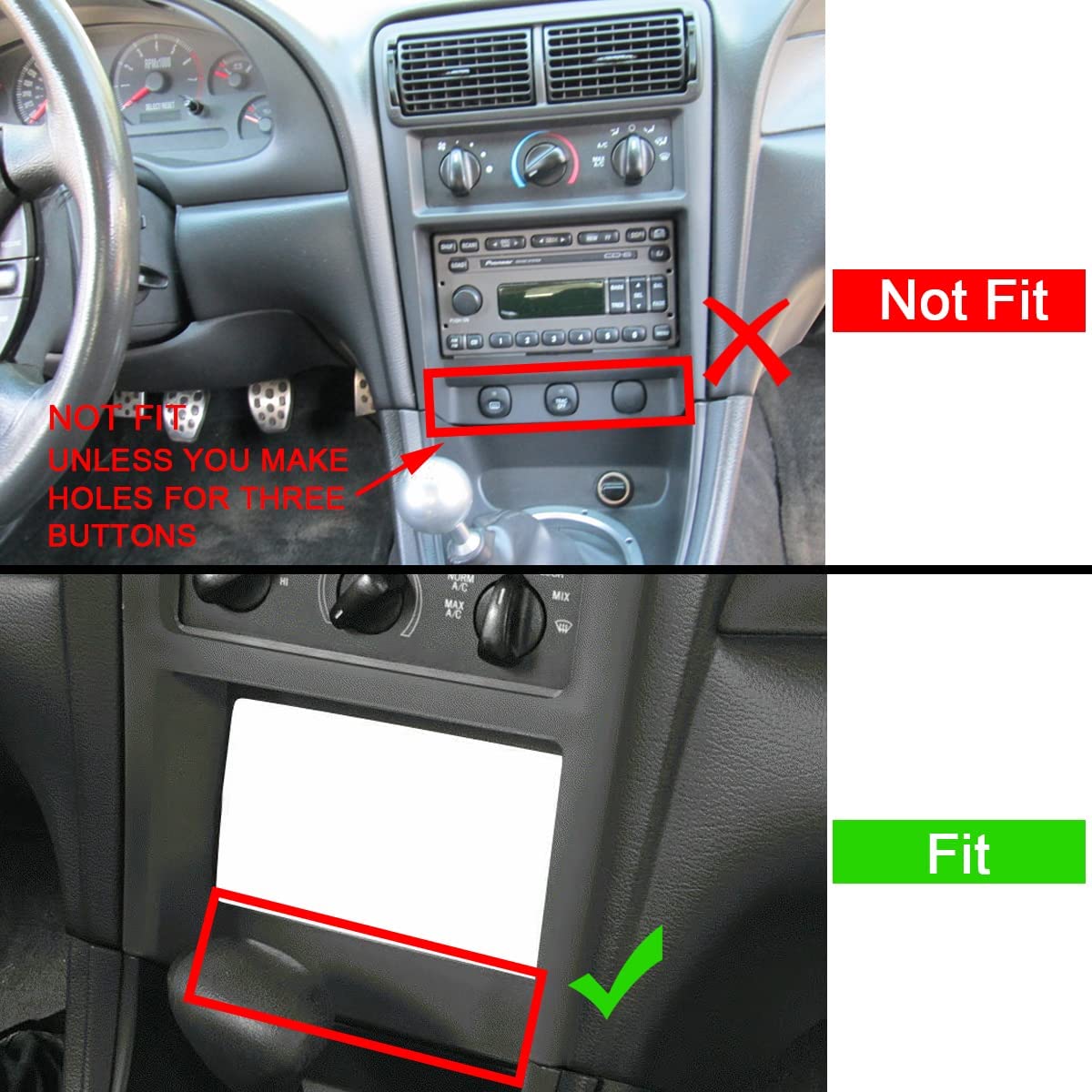 Hecasa Car Stereo Radio Double Din Compatible With 1994 2002 Mustang Installation Dash Kit Bezel