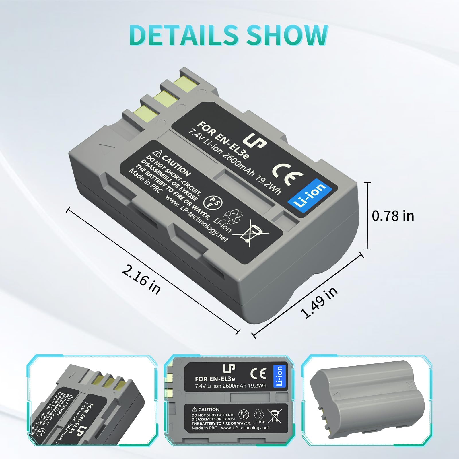 Lp En El3E Battery Pack, 2 Pack 2600Mahbattery For Nikon En El3, El3E, El3A, Compatible With Nikon D50, D70, D70S, D80, D90, D10