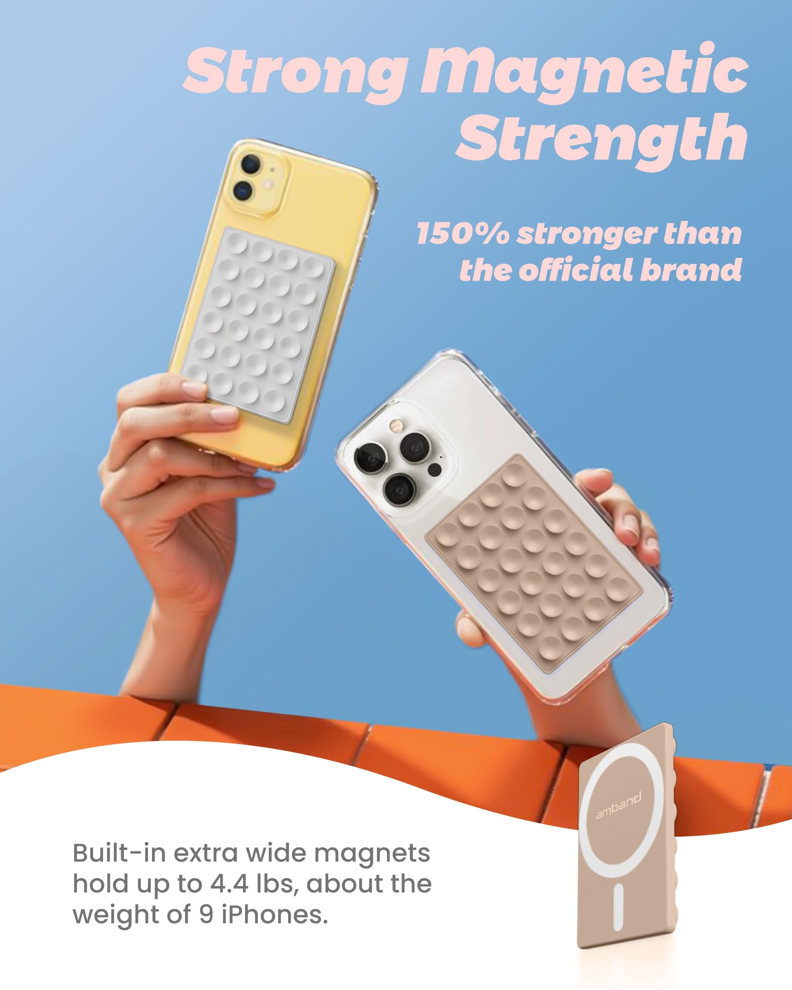 Amband Magnetic Suction Phone Mount Trendy Stocking Stuffers For Men Women Dad Mom Adults, Removable Brown Octo Cup Buddy Sticky