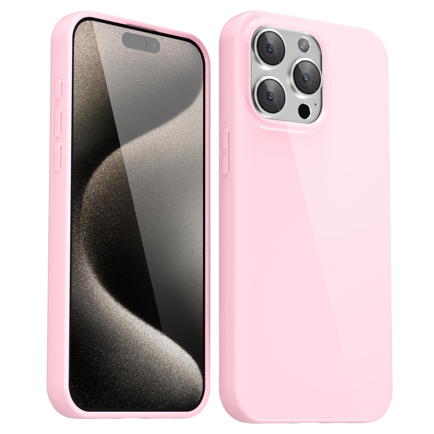 Svanove for iPhone 15 Pro Max Case Silicone, Glossy Soft Rubber Gel Jelly Cute Protective Plastic Simple Plain Phone Case Cover 