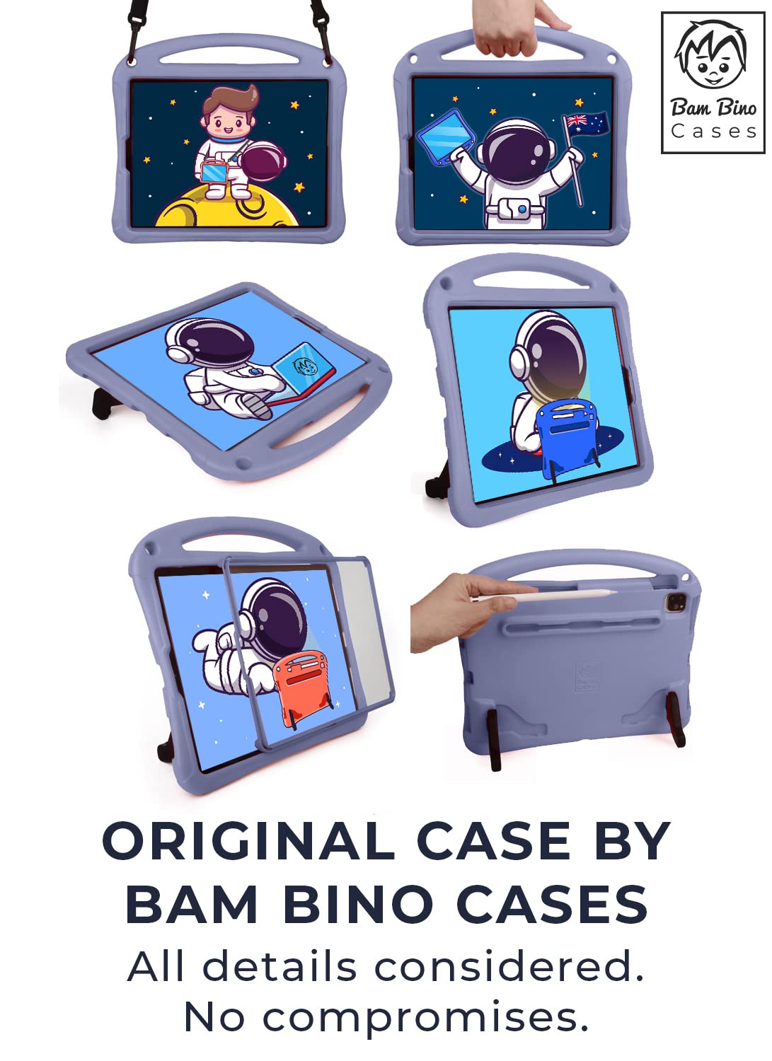 Bam Bino Space Suit Case For Ipad Pro 12.9'' 3Rd/4Th/5Th/6Th Generation (2018 2022) Models (Nebula Violet)   [Not For Ipad Pro 1