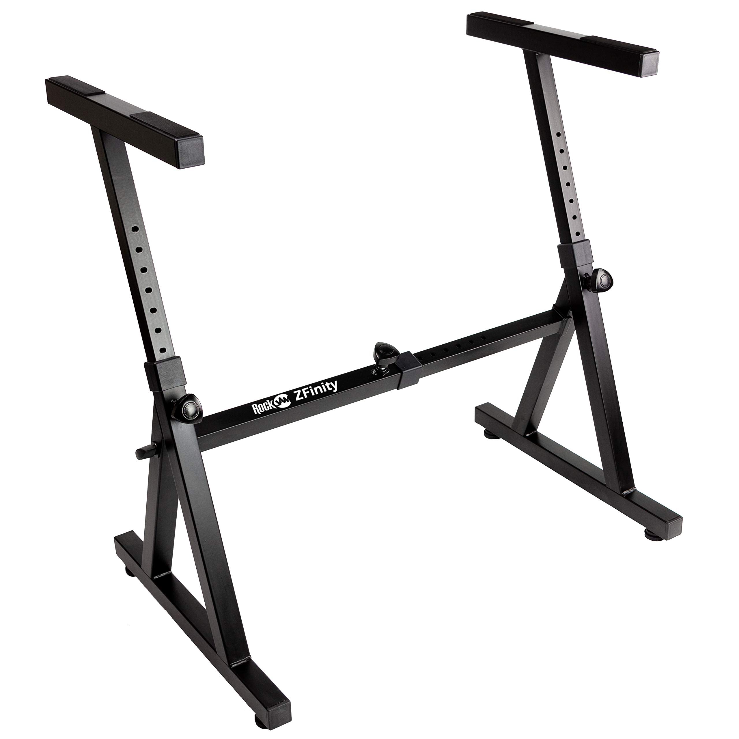 RockJam Z Style Adjustable and Portable Heavy Duty Keyboard Stand with Keynote Stickers & Lessons