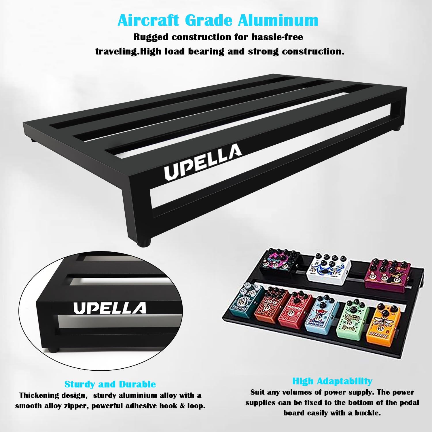 Upella Guitar Pedal Board Aluminum Guitar Effect Pedal Board 22 X 12.5 Guitar Effects Pedalboard Accessories With Carrying B