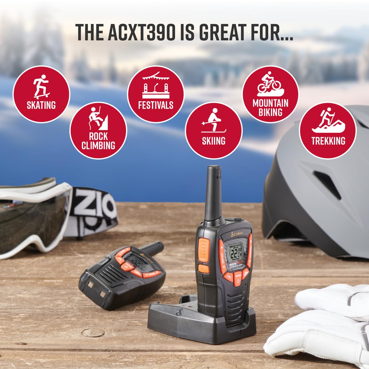 Cobra Acxt390 Walkie Talkies   Rechargeable, Lightweight, 22 Channels, 23 Mile Range Two Way Radios With Vox (2 Pack)