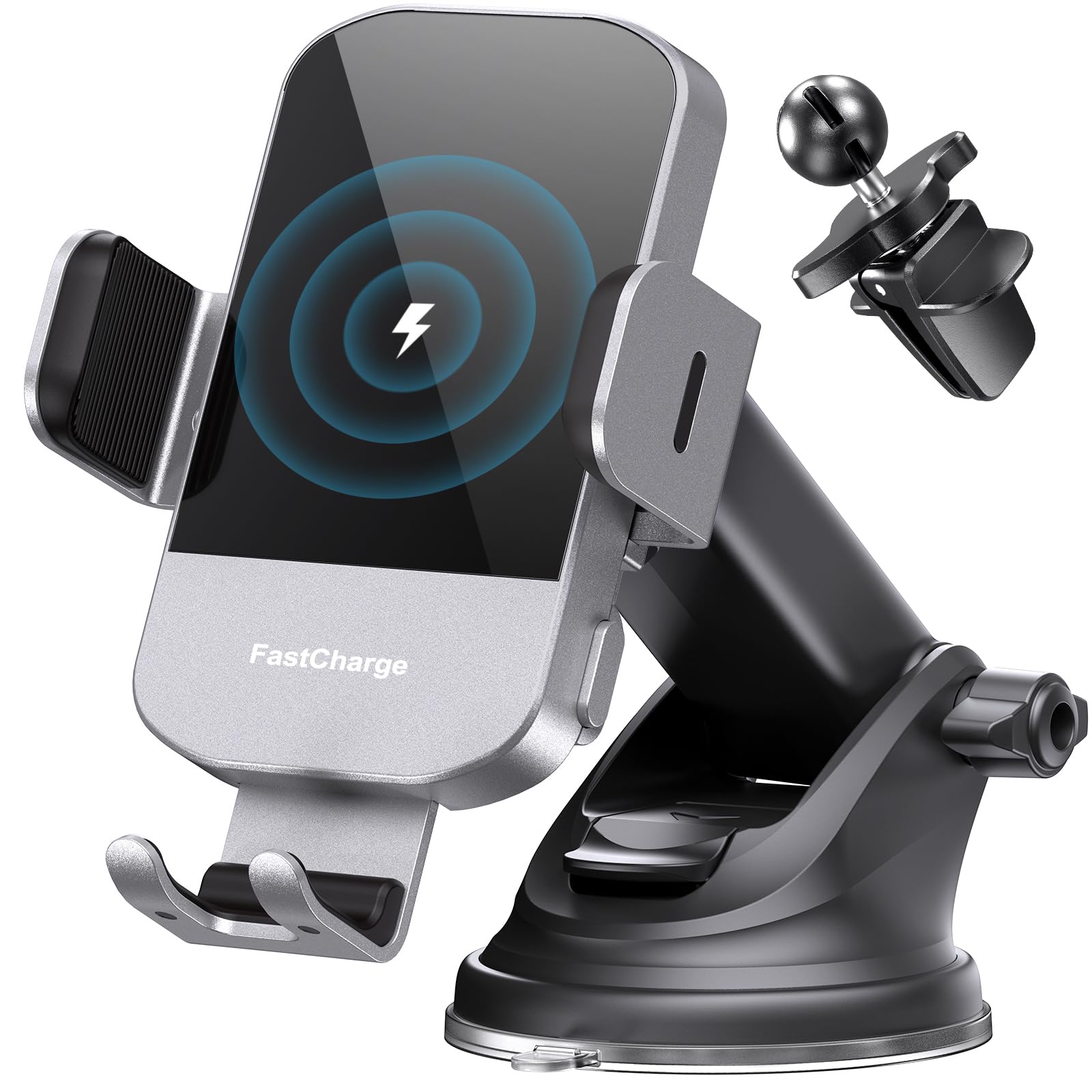 Chgeek Wireless Car Charger, 15W Fast Charging Auto Clamping Car Charger Phone Mount Phone Holder Fit For Iphone 15 14 13 12 11 