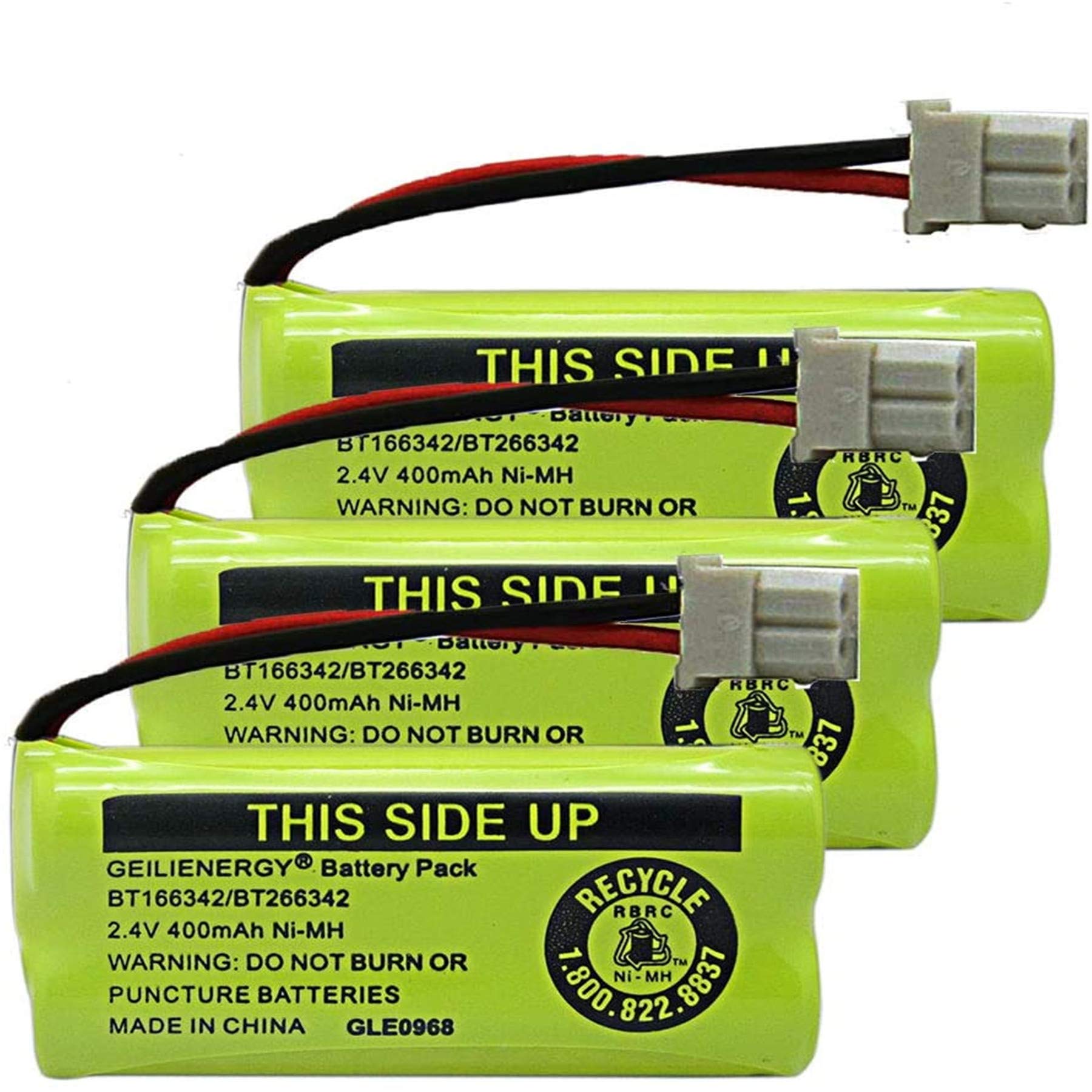 Geilienergy Nimh 2.4V 400Mah Battery Compatible With Bt 166342 Bt 266342 Bt 162342 Bt 262342 Bt183342 Bt 183342 Sanik 2Sn Aaa40H S X2 Cs6719 2 Cordless Phone (Pack Of 3)