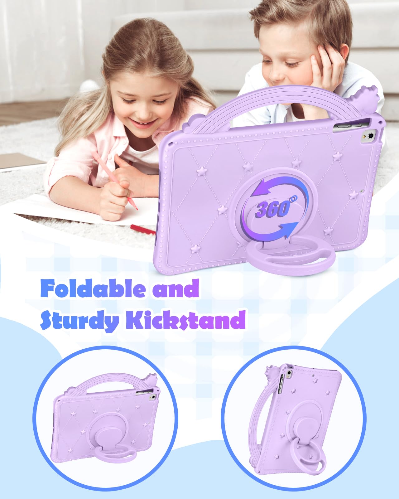 Wazzasoft For Ipad Air 3Rd Generation Case 2019, For Ipad Pro 10.5 Inch Case 2017   Girls Cute Girly Kawaii Purple Design Cover