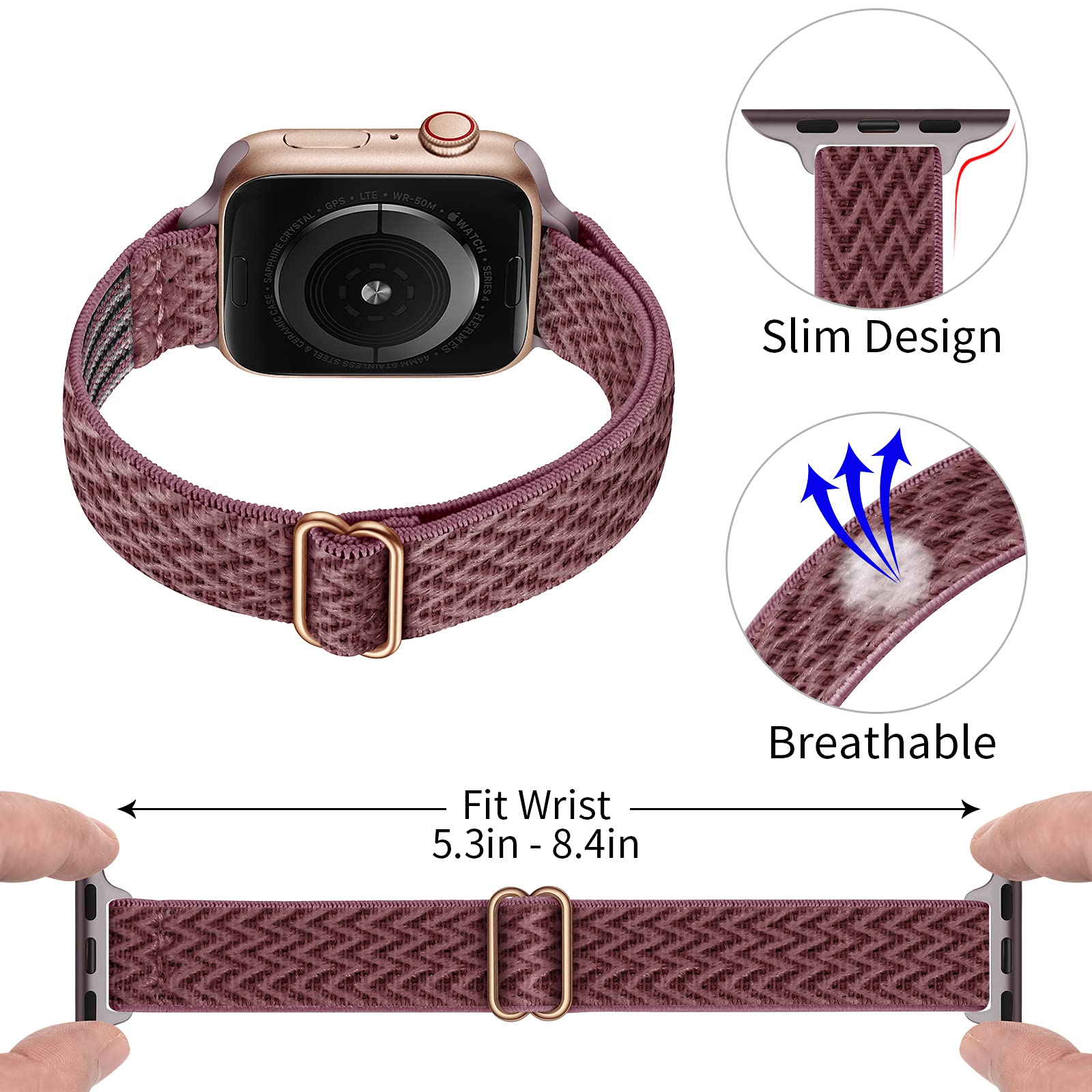 Sicciden Slim Stretchy Bands Compatible With Apple Watch Band 42Mm (Series 10) 41Mm 40Mm 38Mm, Women Band Nylon Thin Strap For I