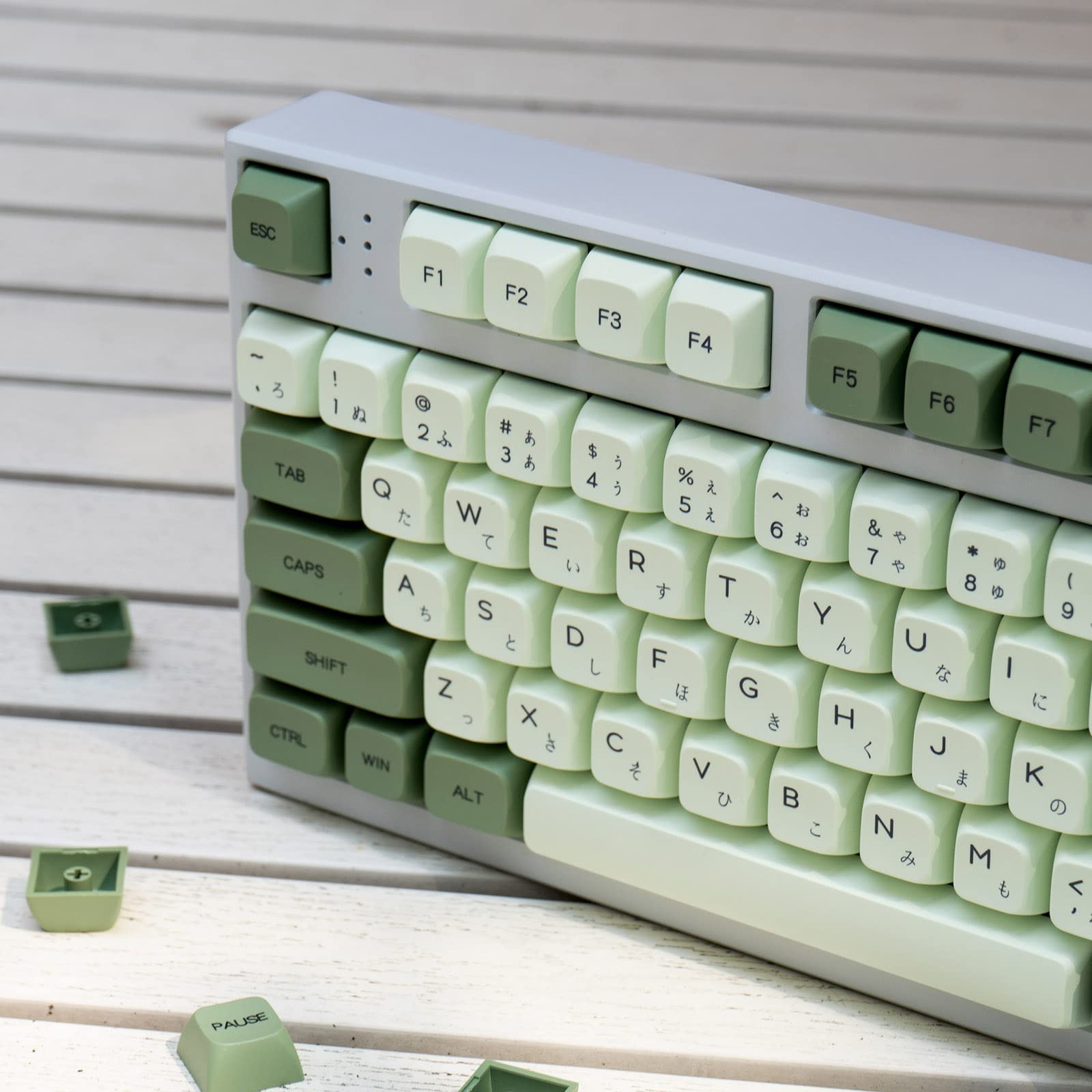 Mintcaps Pbt Japanese Keycaps Matcha Green Xda Profile Cute Keycaps Set 124 Keys Custom Dye Sub Keyboard Keycaps For Cherry Gate