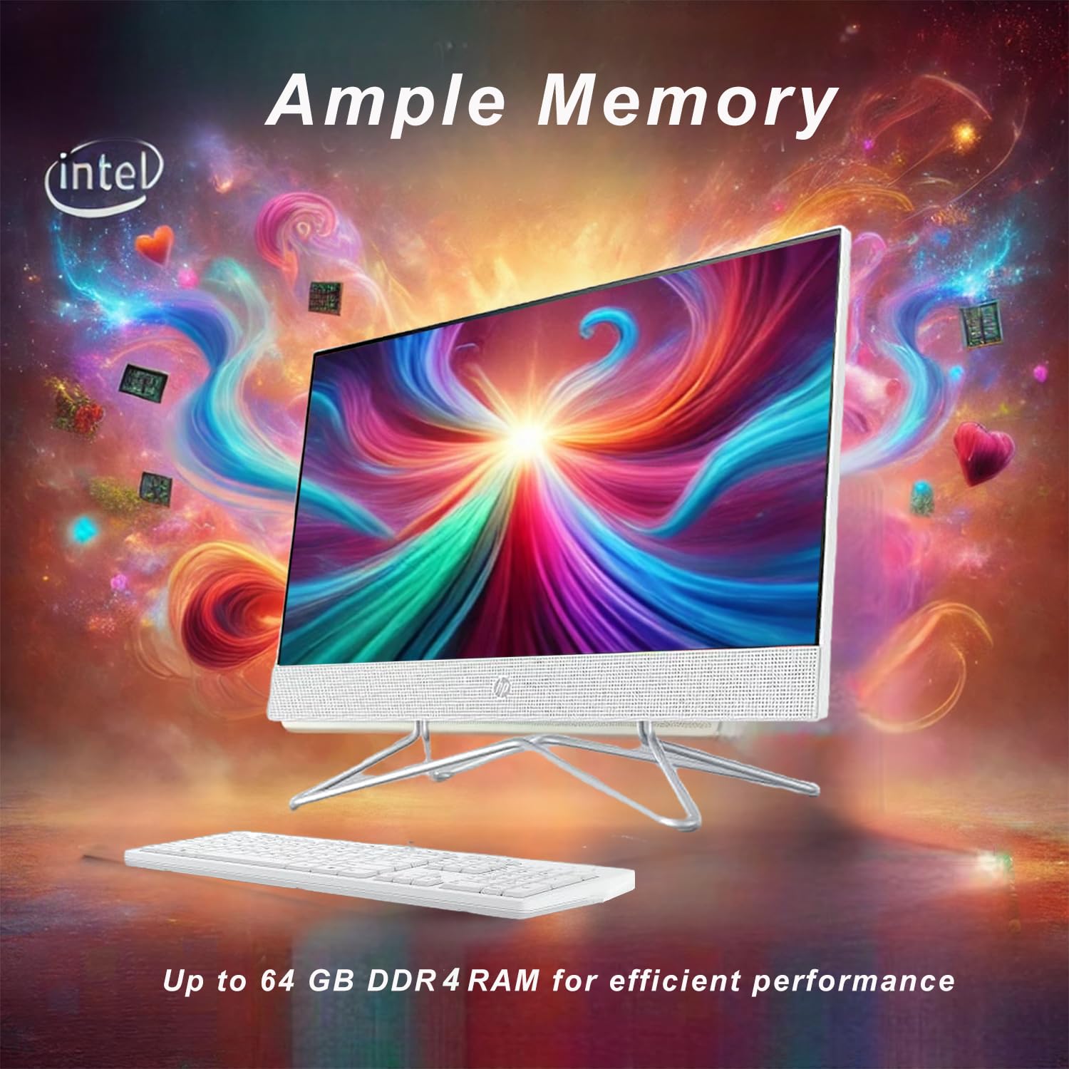 HP 22 inch All in One Desktop PC � 2024 Latest Model � Microsoft Office Trial � FHD Display � 64GB RAM � 1.5 TB Storage (1TB SSD + 512GB External HD) � Intel Celeron CPU � w/WOWPC Bundle � Win 11 Pro