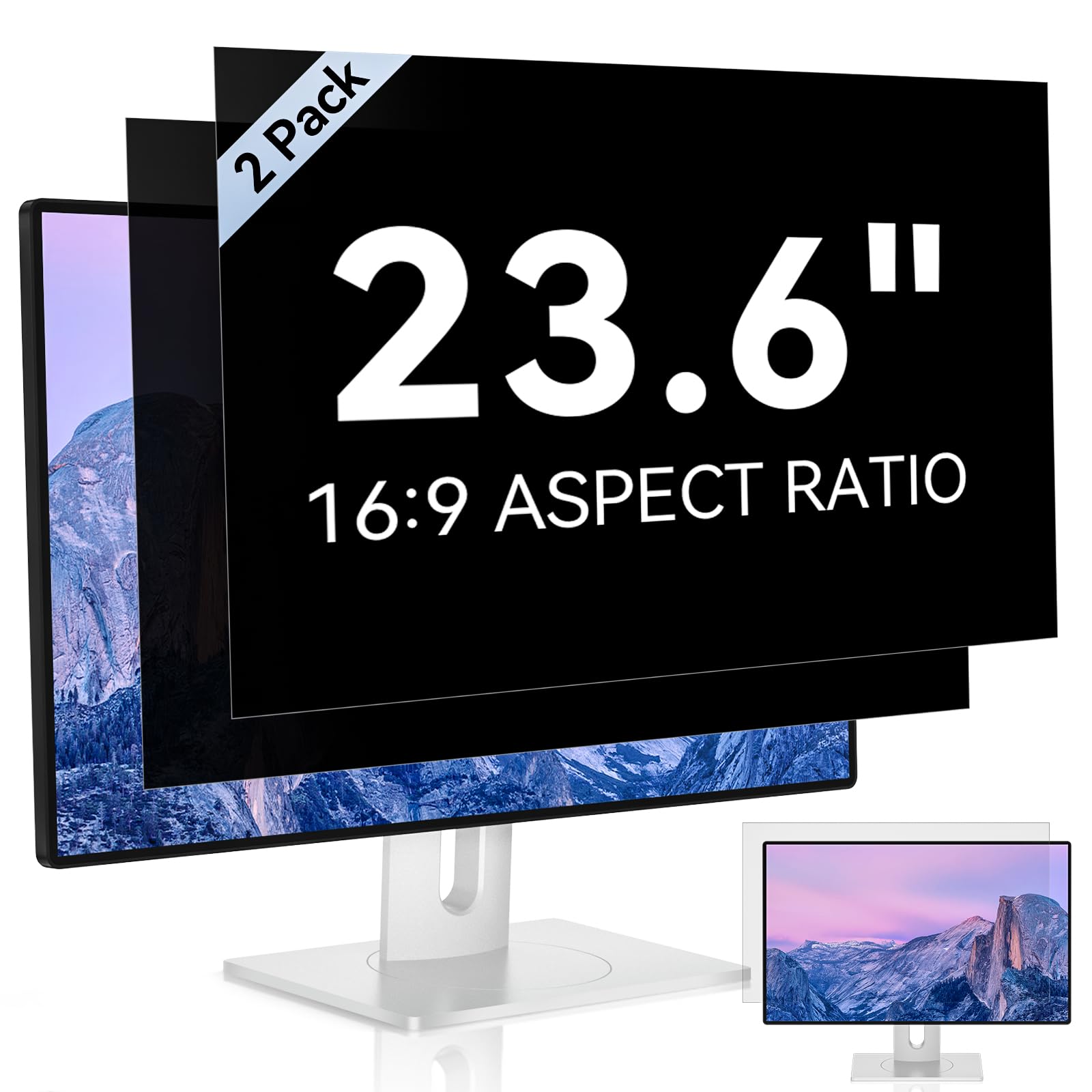 [2 Pack] 23.6 Inch Computer Privacy Screen For 16:9 Aspect Ratio Widescreen Monitor, Eye Protection Anti Glare Blue Light Comput