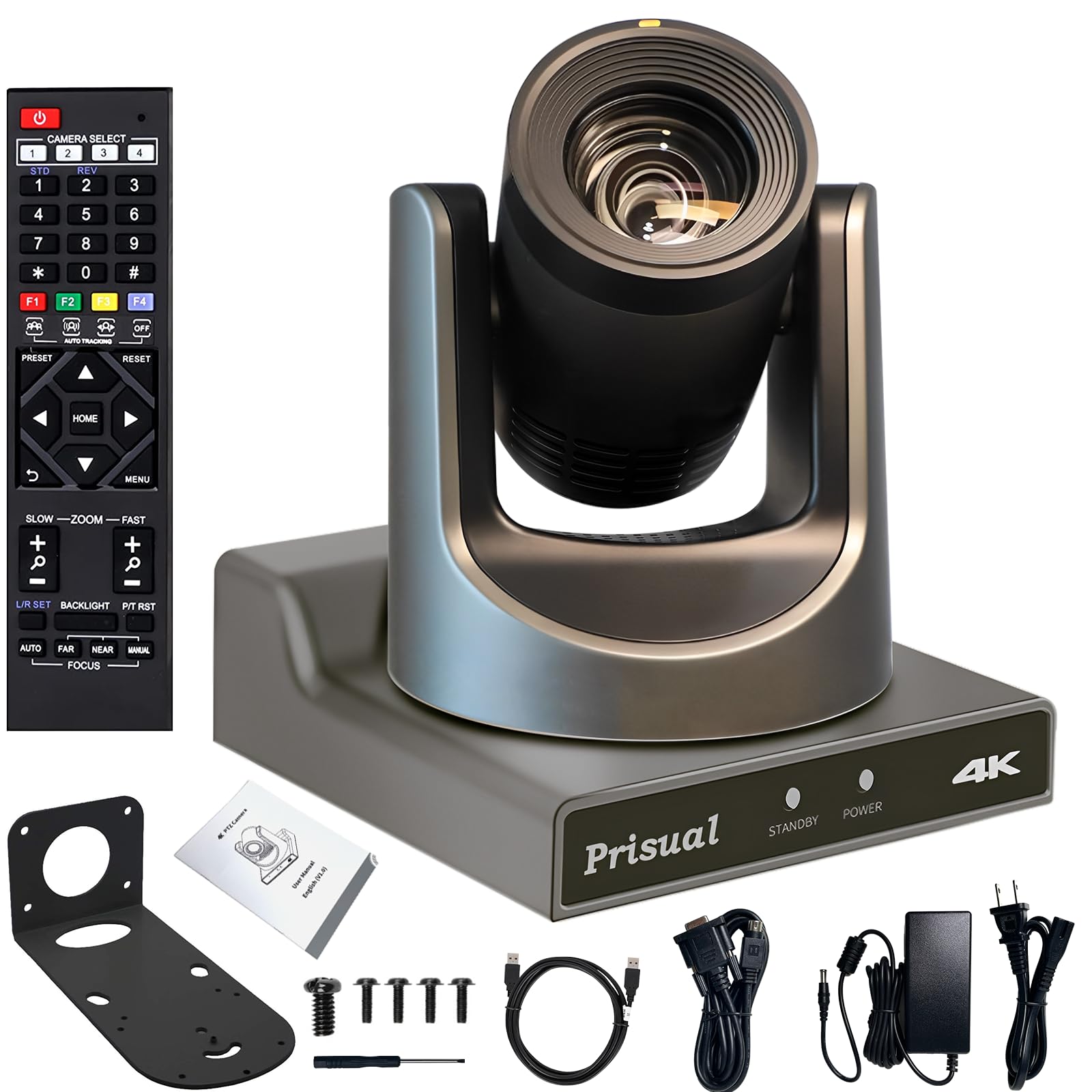 Prisual 4K Ptz Ndi Camera 60Fps 20X Optical Zoom Ai Auto Tracking With Poe Hdmi/Sdi/Usb/Ip Live Streaming,4K Ptz Camera For Chur