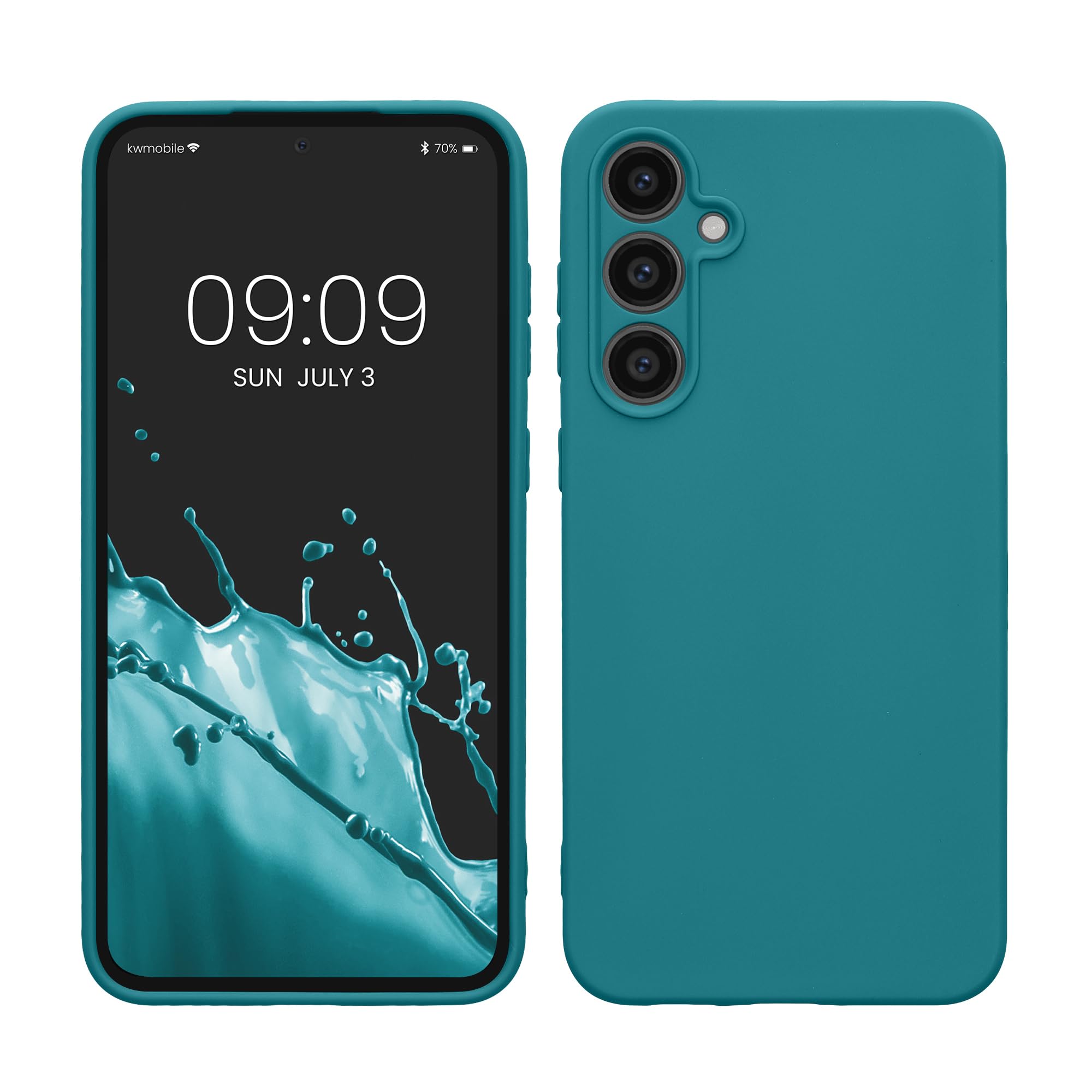 kwmobile Case Compatible with Samsung Galaxy S23 FE Case - Soft Slim Protective TPU Silicone Cover - Teal Matte