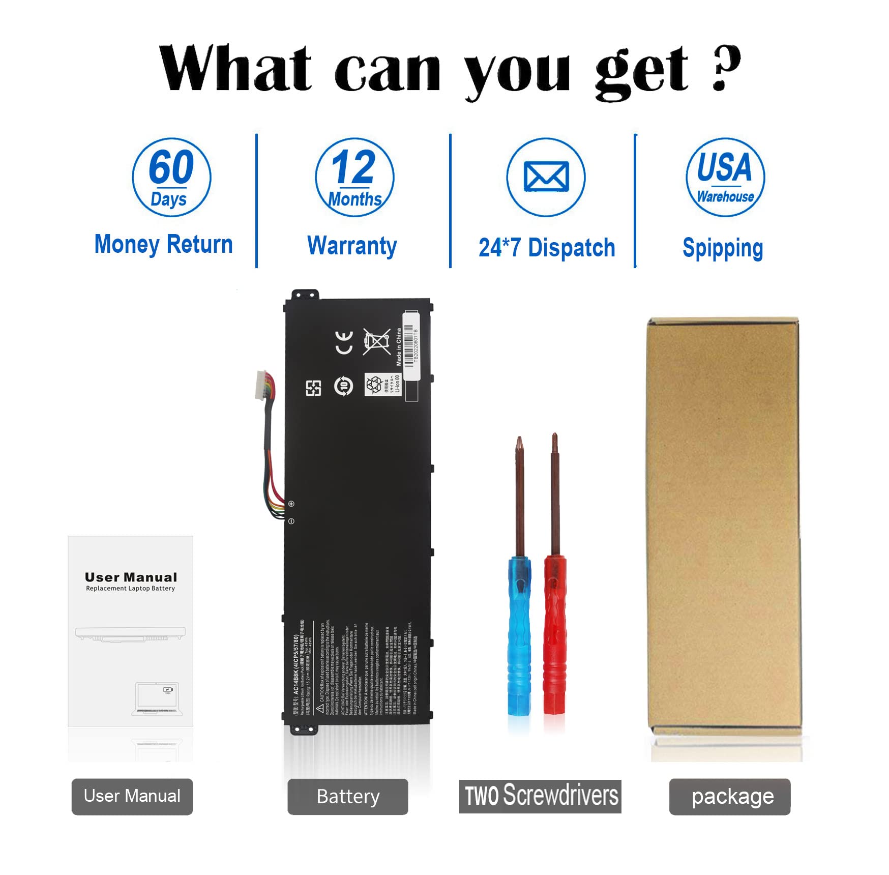 Ac14B8K Battery For Acer Predator Helios 300 N17C1 Ph315 51 Ph315 52 G3 571 G3 572 N18Q13 Nitro 5 An515 An515 53 An515 54 Aspire