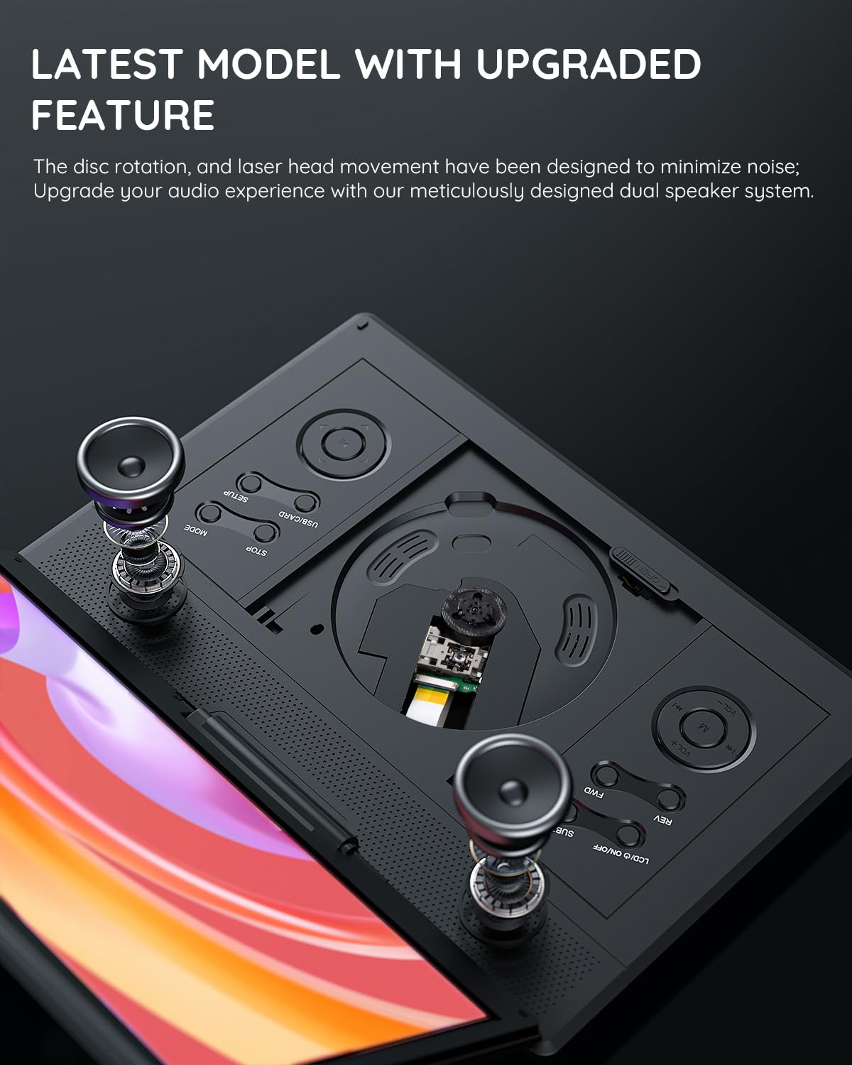 Boifun 15.7'' Portable Dvd Player With 14.1'' Large Hd Screen, 6 Hours Rechargeable Battery, Support Sync Tv, Usb, Sd Card And M