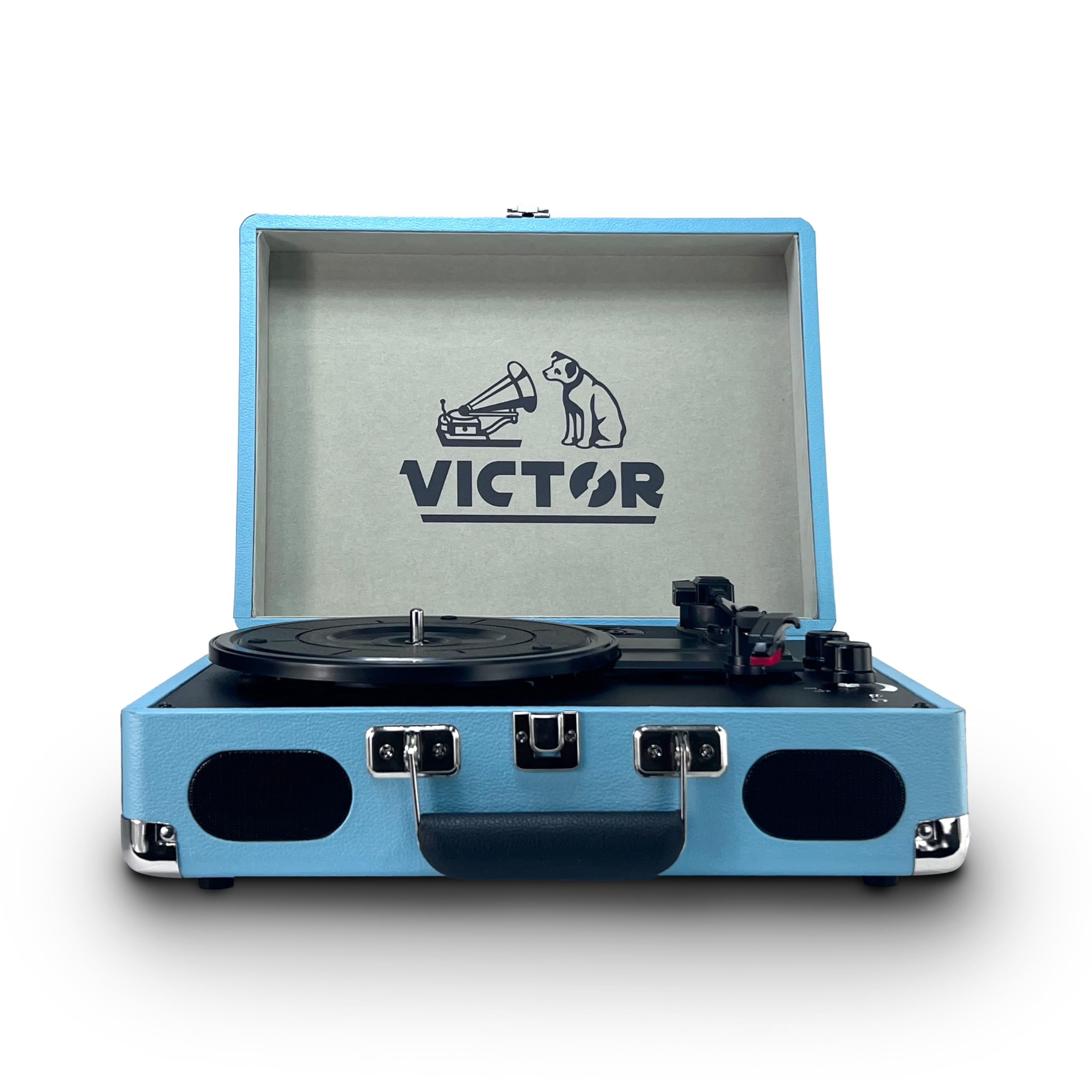 Turntables for Vinyl Records Bluetooth Input and Output, Wireless 3-Speed Suitcase Portable Record Player Phonograph with Built-