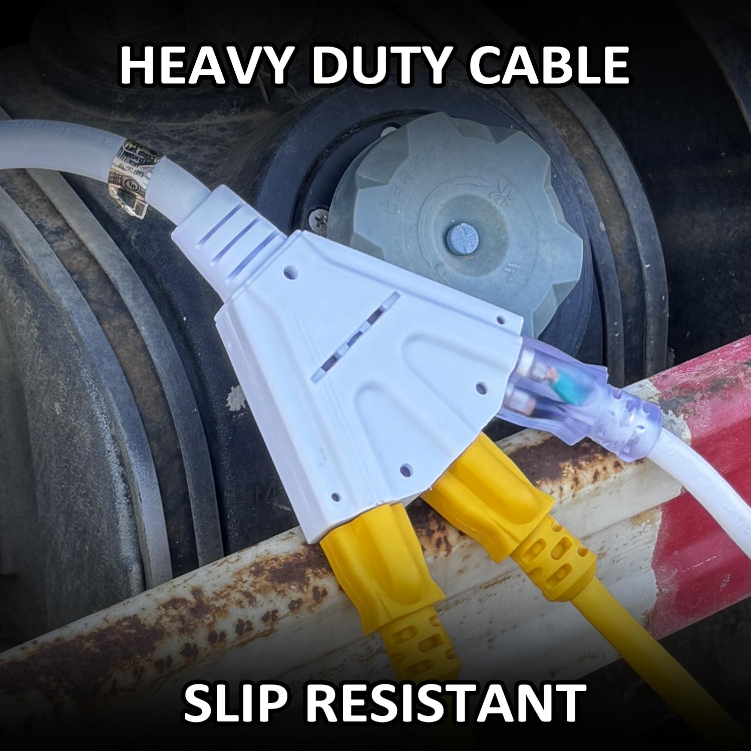 Yojoe 3 Outlet Indoor/Outdoor Extension Cord, 10 Gauge Sjtw Heavy Duty 6 Ft White, 15A Weatherproof Power Cord With 3 Prong Grou