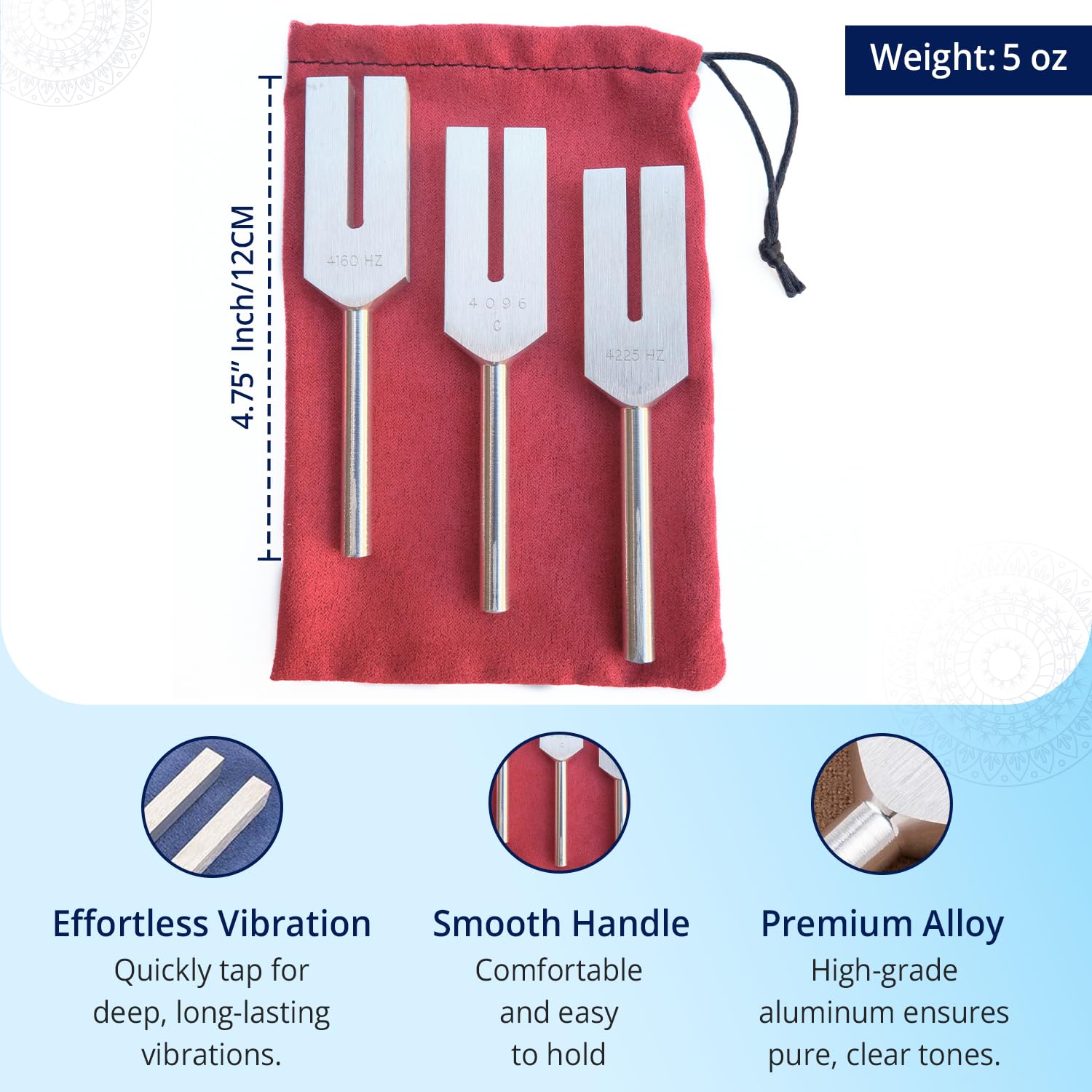 Angel Tuning Forks For Healing - Made In The Usa - 4160 Hz, 4225 Hz & 4096 Hz (Aka Crystal Tuner), Connect With Higher Energies