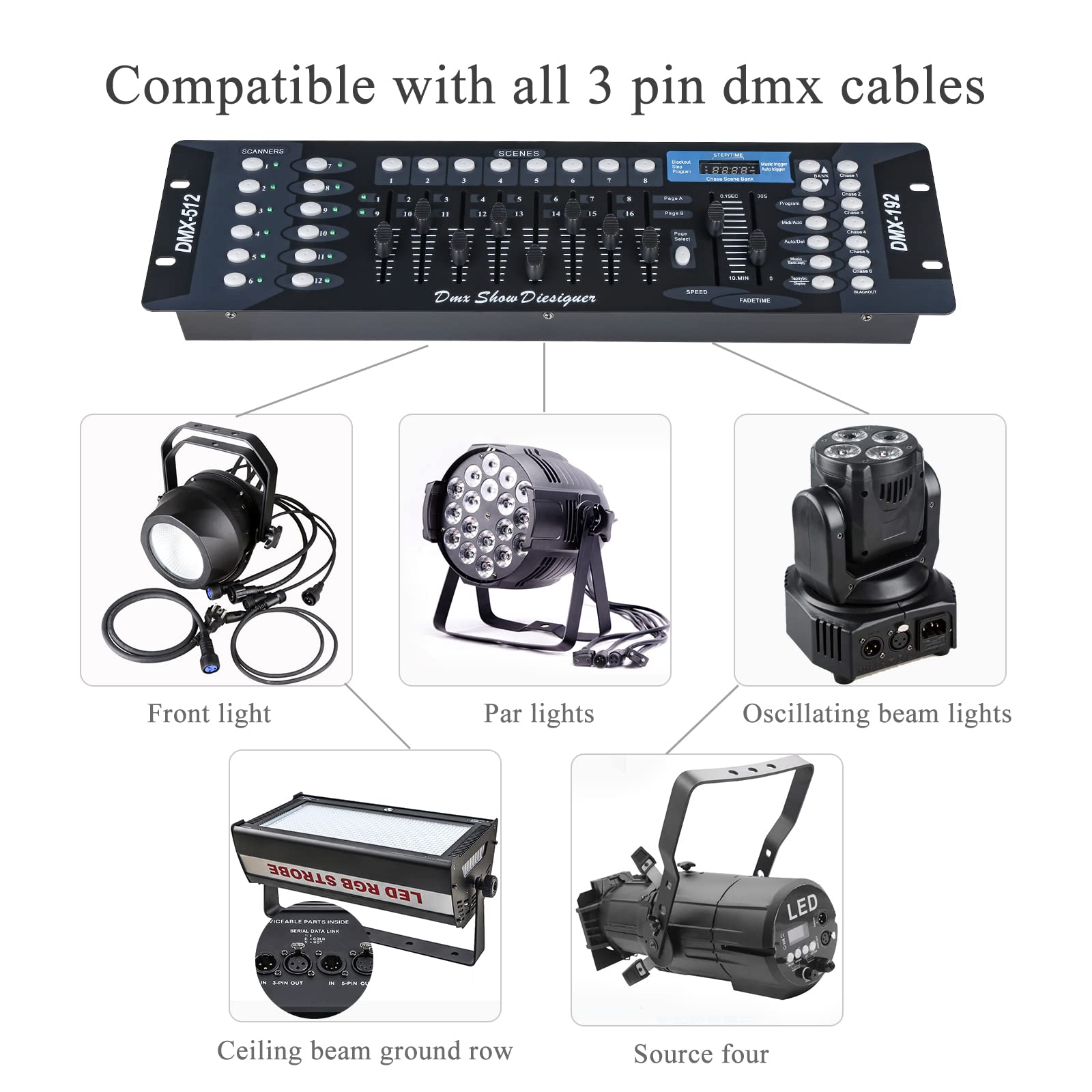 Dmx Controller, Dmx Console,192Ch Dmx512 Console, With 2M/6.6 Ft Dmx Signal Cable, Controller Panel Use For Editing Program Of S