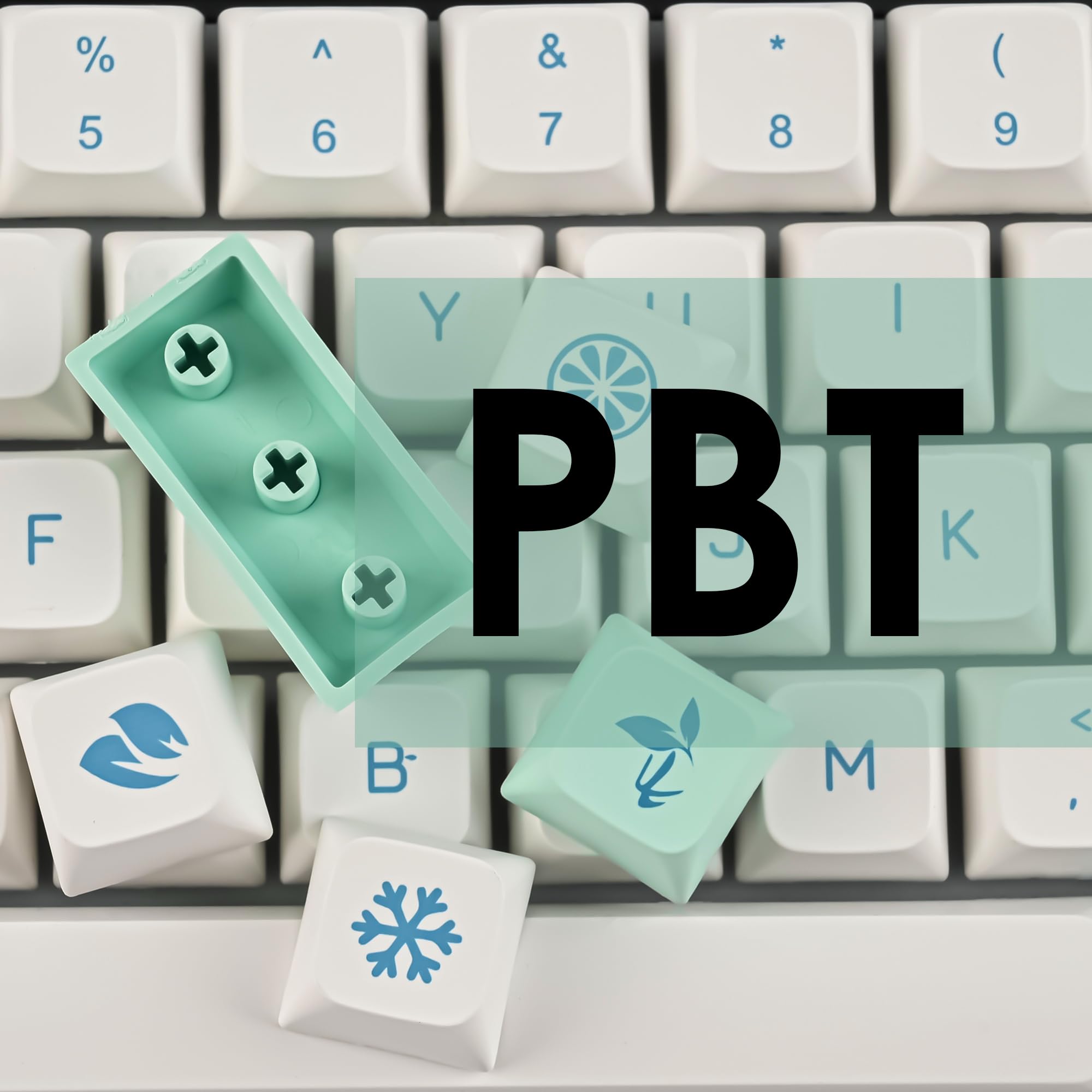 Guffercty Kred 137 Keys Xda Profile Keycaps 75 Percent Cute Ice Mint Pbt Keyboard Caps For Mechanical Keyboard (Ice Mint)