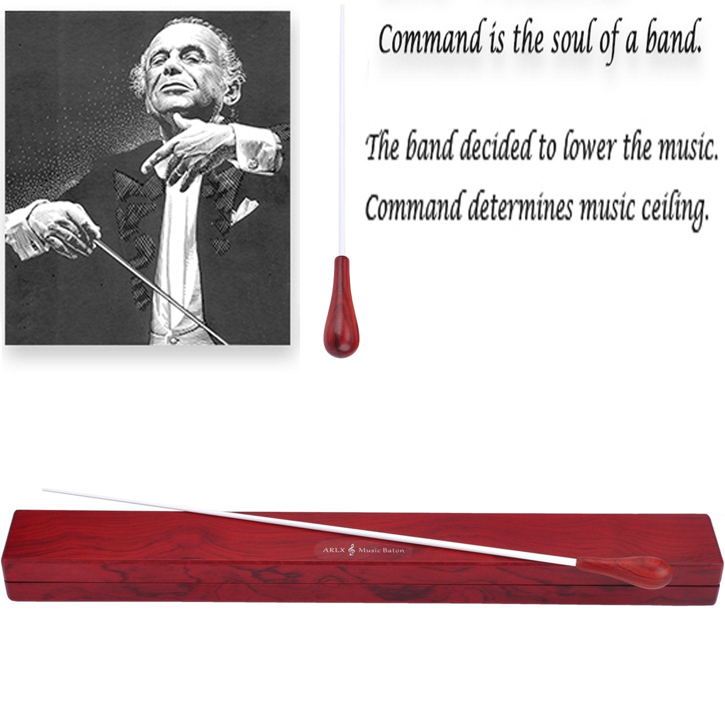 Music Conducting Baton Orchestra Baton Rosewood Handle Baton With Wooden Gift Box Conducting Baton(Rosewood Baton+Wooden Box)