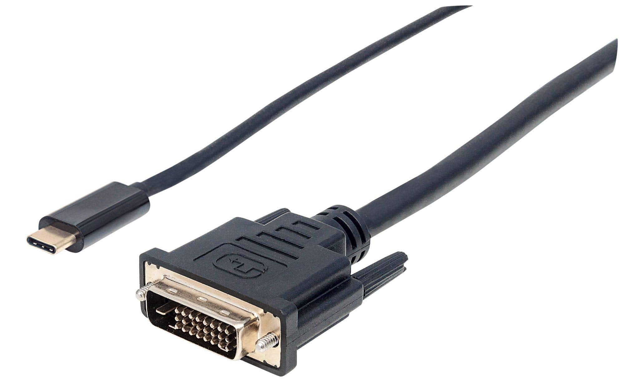 Manhattan USB-C to DVI Cable, 2 m, Male to Male, 2520x1600-60Hz, Supports 1080p HD Video Aspect Ratio 16:10, Black, Polybag