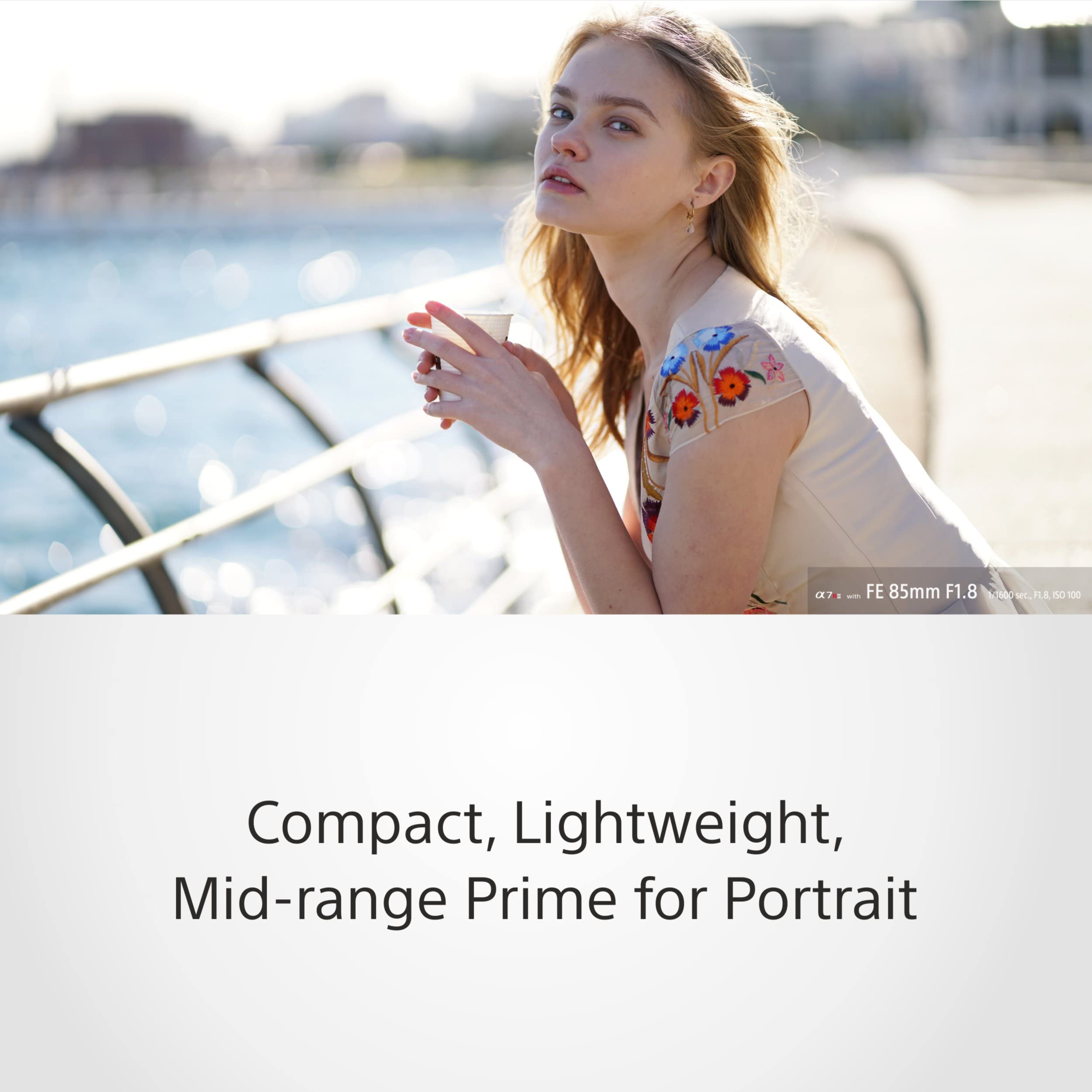 Sony SEL 85F18 Portrait Lens Fixed Focal 85mm F1.8 Full Frame Suitable for A7, ZV E10, A6000 and Nex Series, E Mount Black