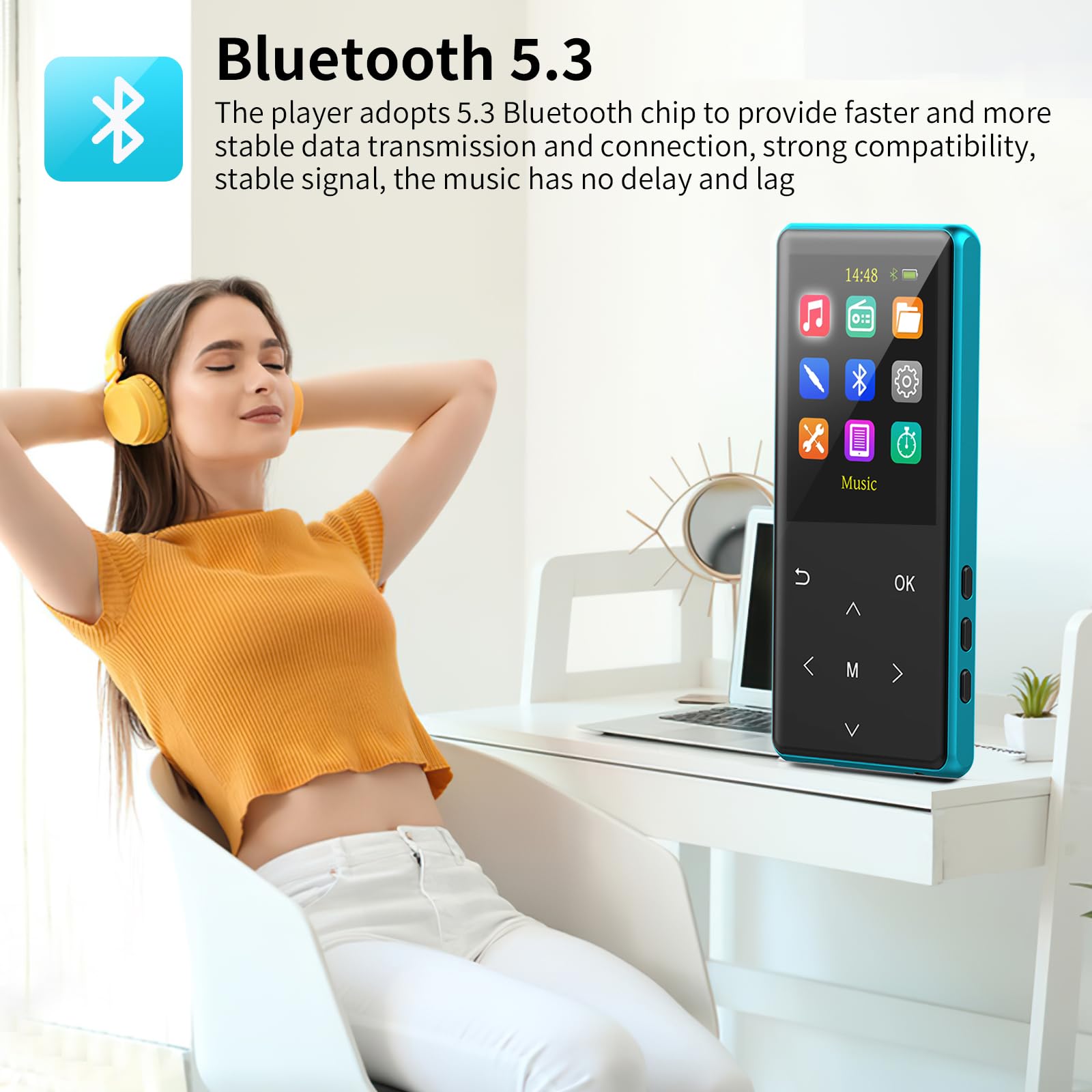 Mp3 Player, 64Gb Mp3 Players Safuciiv Mp3 With Bluetooth 5.3, 2.4 In Screen, Lossless Music Player, Support Fm Recording, For Gy