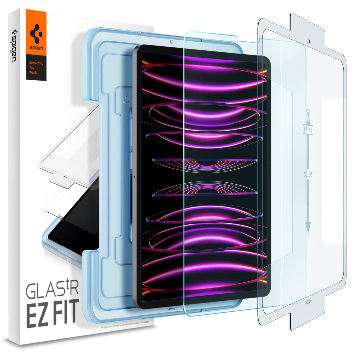 Spigen Tempered Glass Screen Protector [Glastr Ez Fit] Designed For Ipad Pro 12.9 Inch M2 (2022) / Ipad Pro 12.9 Inch (2021/2020/2018)