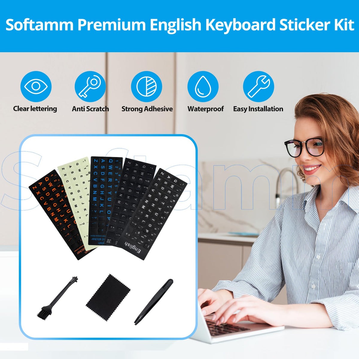 English Keyboard Stickers[5 In 1],Replacement English Keyboard Sticker ...