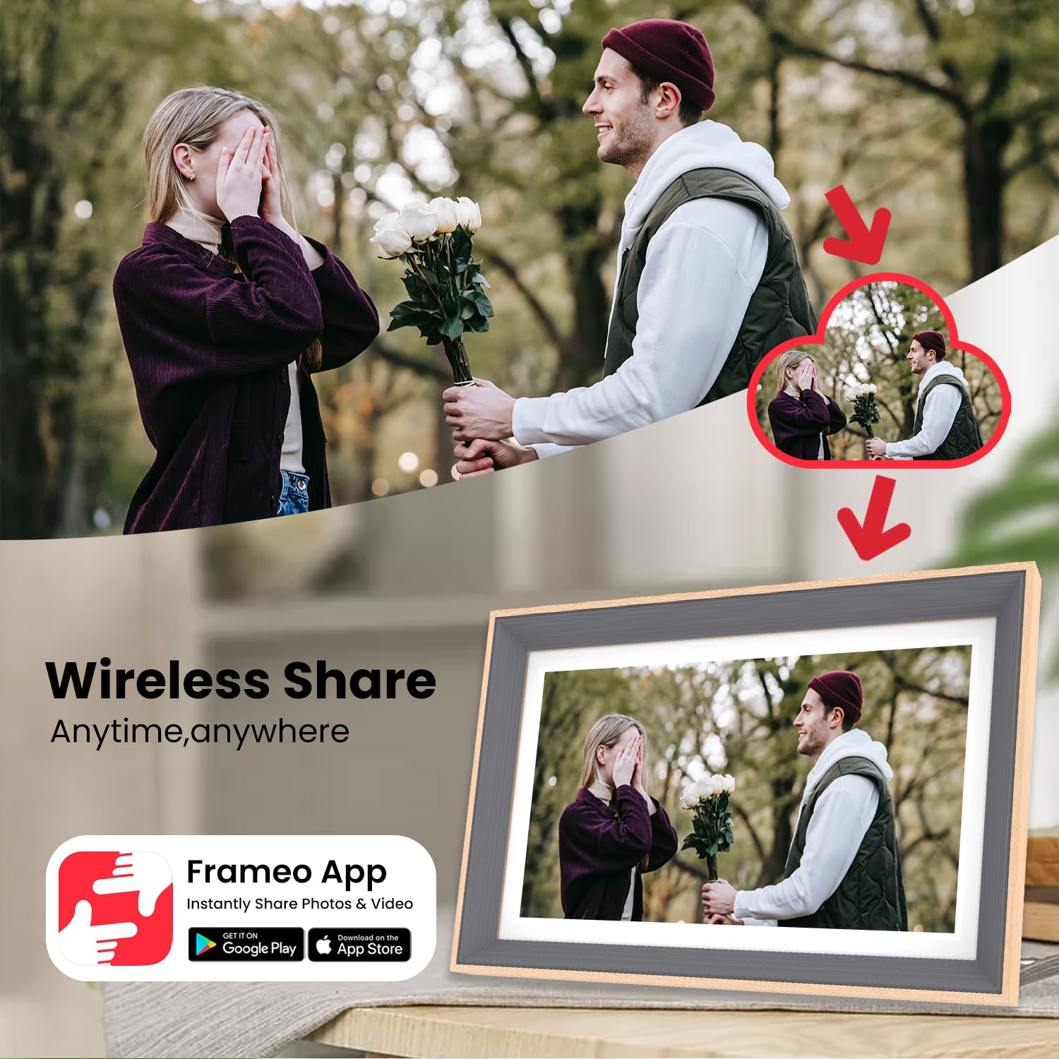 Frameo Digital Picture Frame  15.6Inch Digital Photo Frame With 1920 * 1080 Ips Touch Screen Fhd Disply,Built In 32Gb Storage,Wa