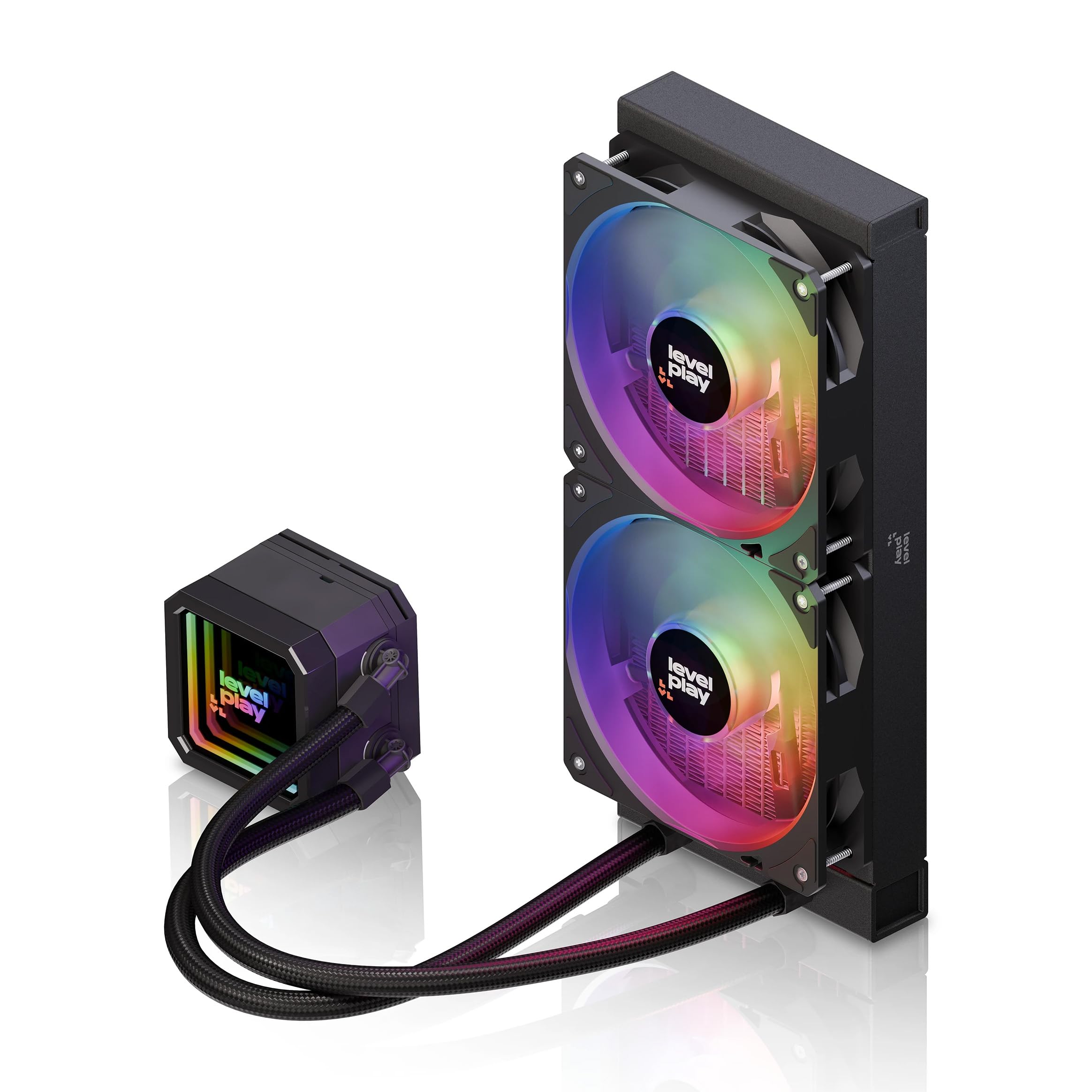 Levelplay Combat CL240 AIO Liquid Cooler - TDP 280W, ARGB Infinity Mirror Pump, 240mm Radiator Cooling, ARGB Gen 2 CF120 Fans, A