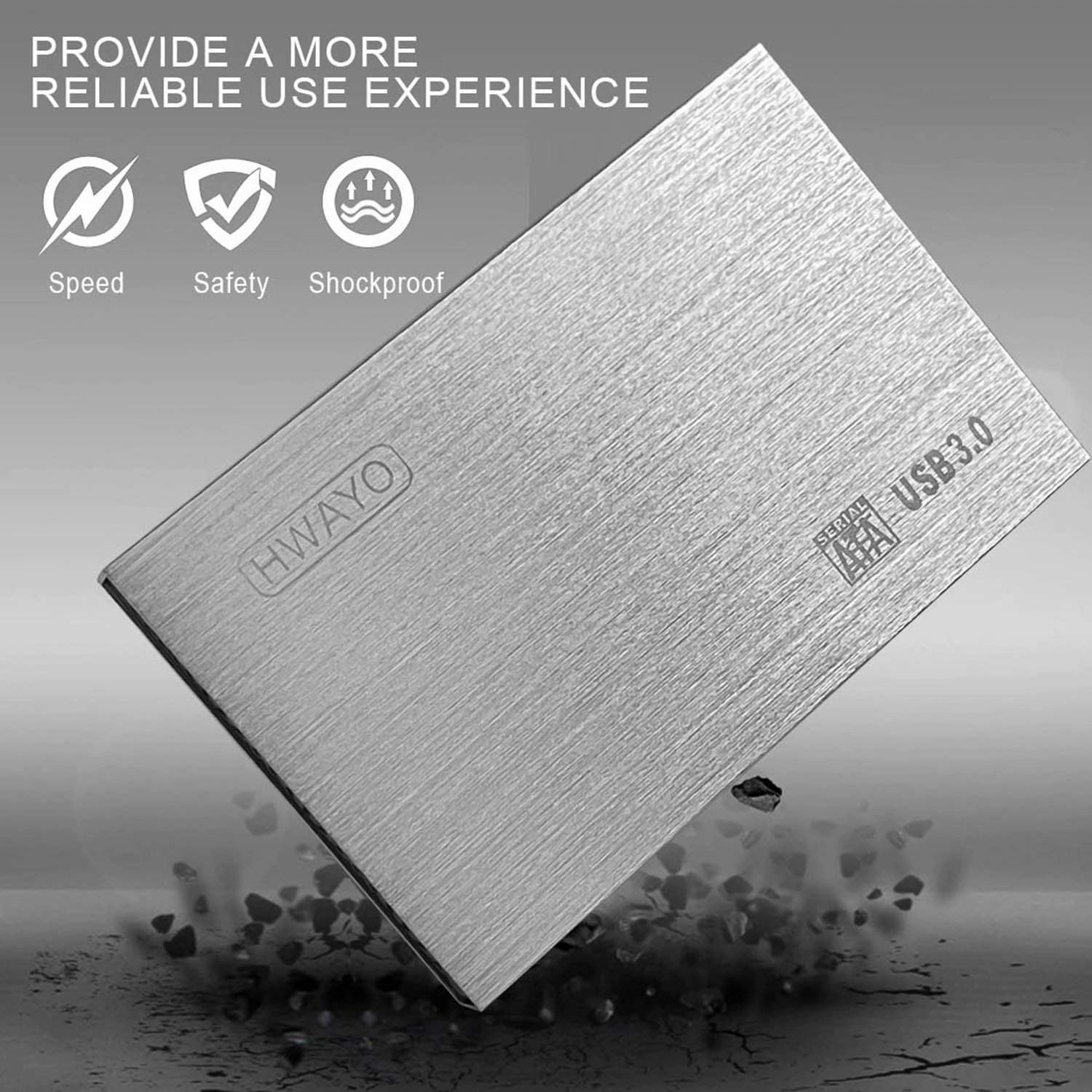 Hwayo 2.5'' Hdd 320Gb Ultra Slim Portable External Hard Drive Usb3.0 Storage For Xbox One Console, Pc, Laptop, Macbook (Silver)