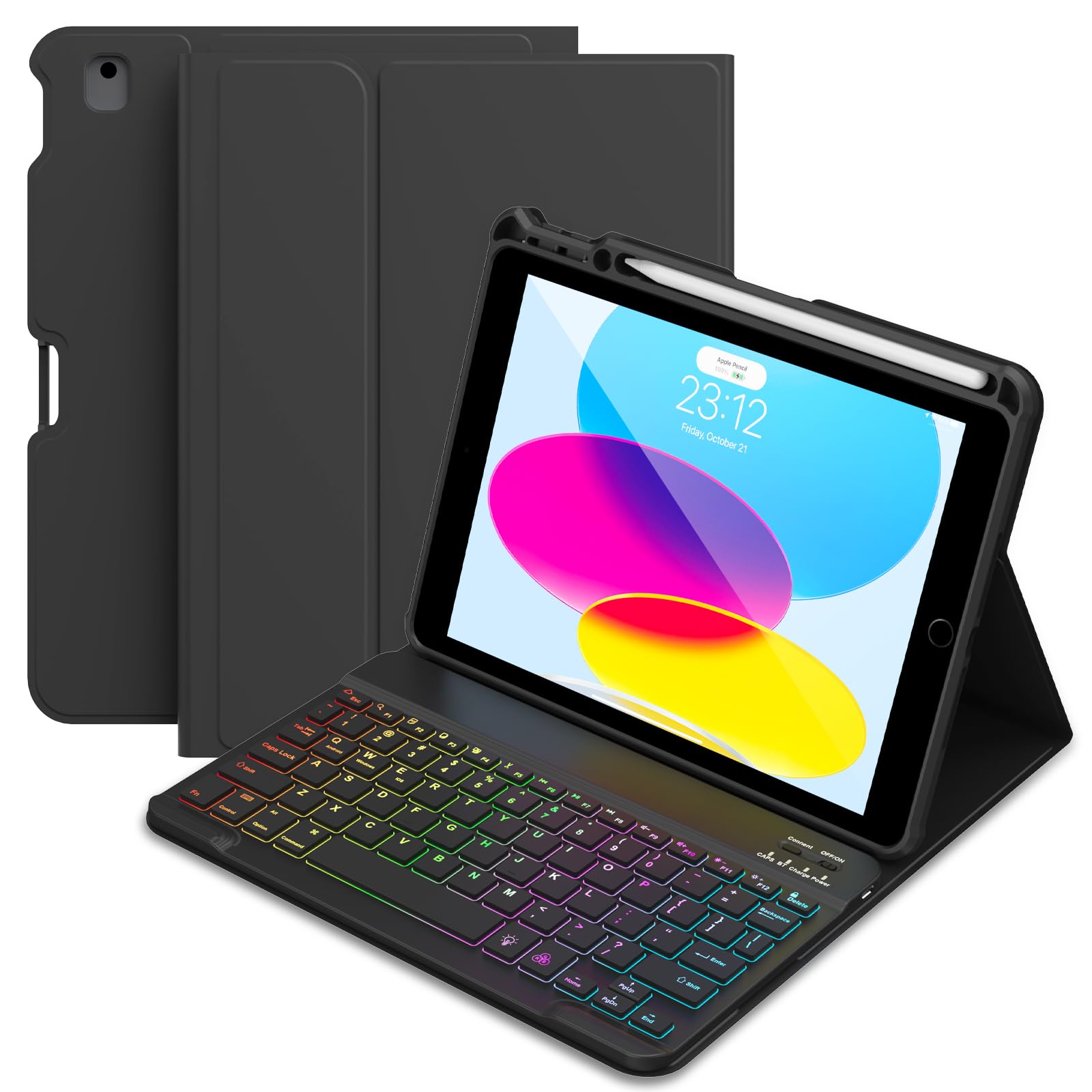 Aliwlhof Case Keyboard For Ipad 10.2  Keyboard Case For Ipad Ipad 9Th Generation 2021 8Th Gen 2020 7Th Gen 2019 7 Color Backlit