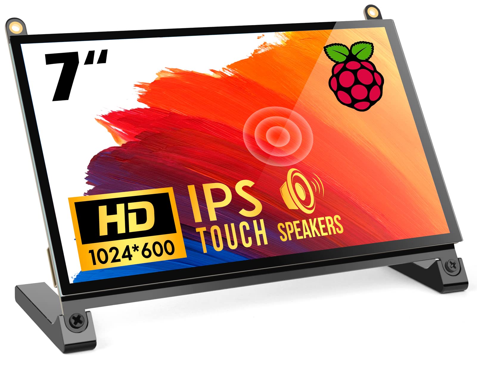 Roadom 7 Raspberry Pi Screen, Ips1024  600,Responsive Smooth Touch,Dual Built In Speakers,Hdmi Input,Compatible With Raspberry P