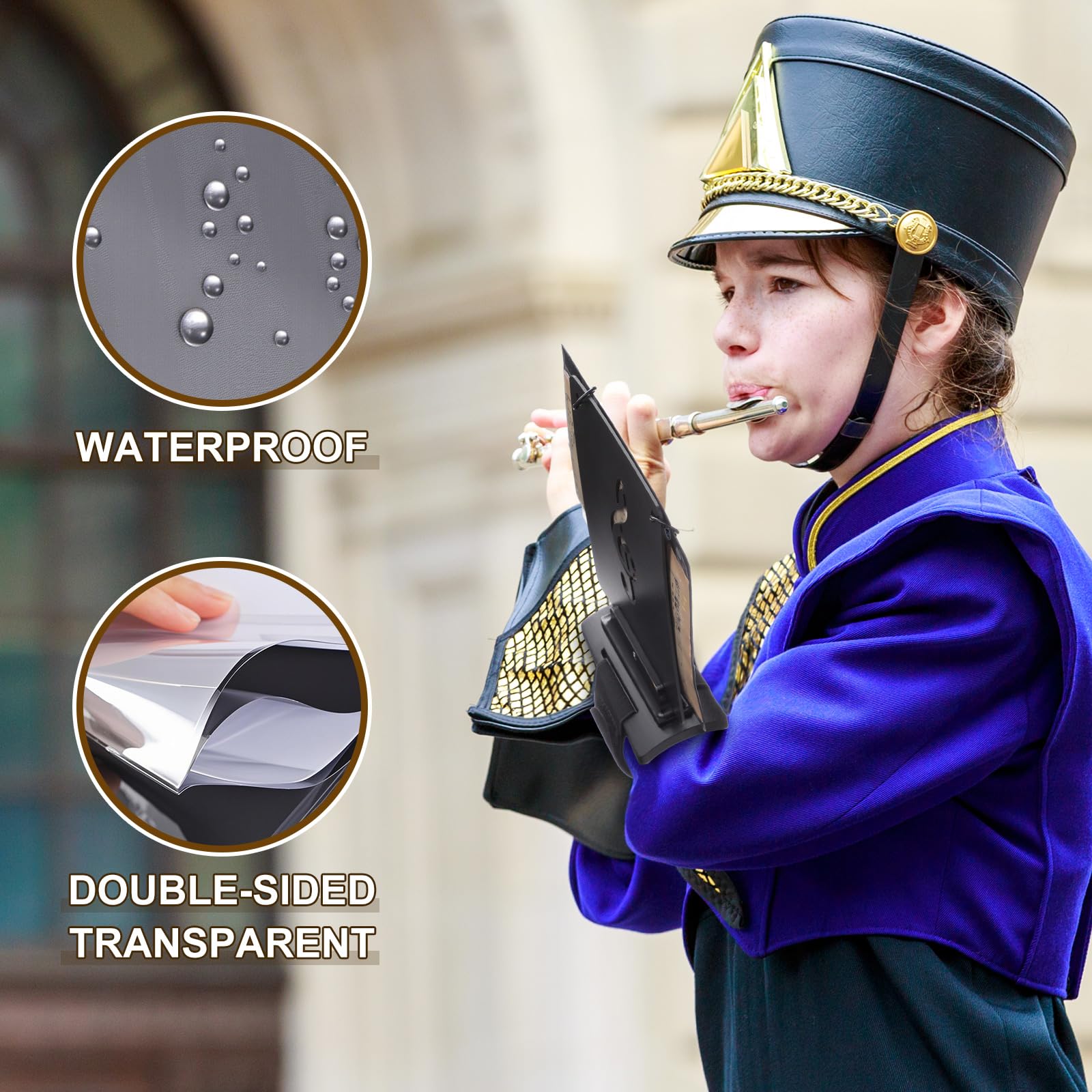 Canlierr 19 Pcs Marching Flute & Piccolo Lyre Folder Flutist Friend With Adjustable Marching Band Flip Folio Folder Windows Doub