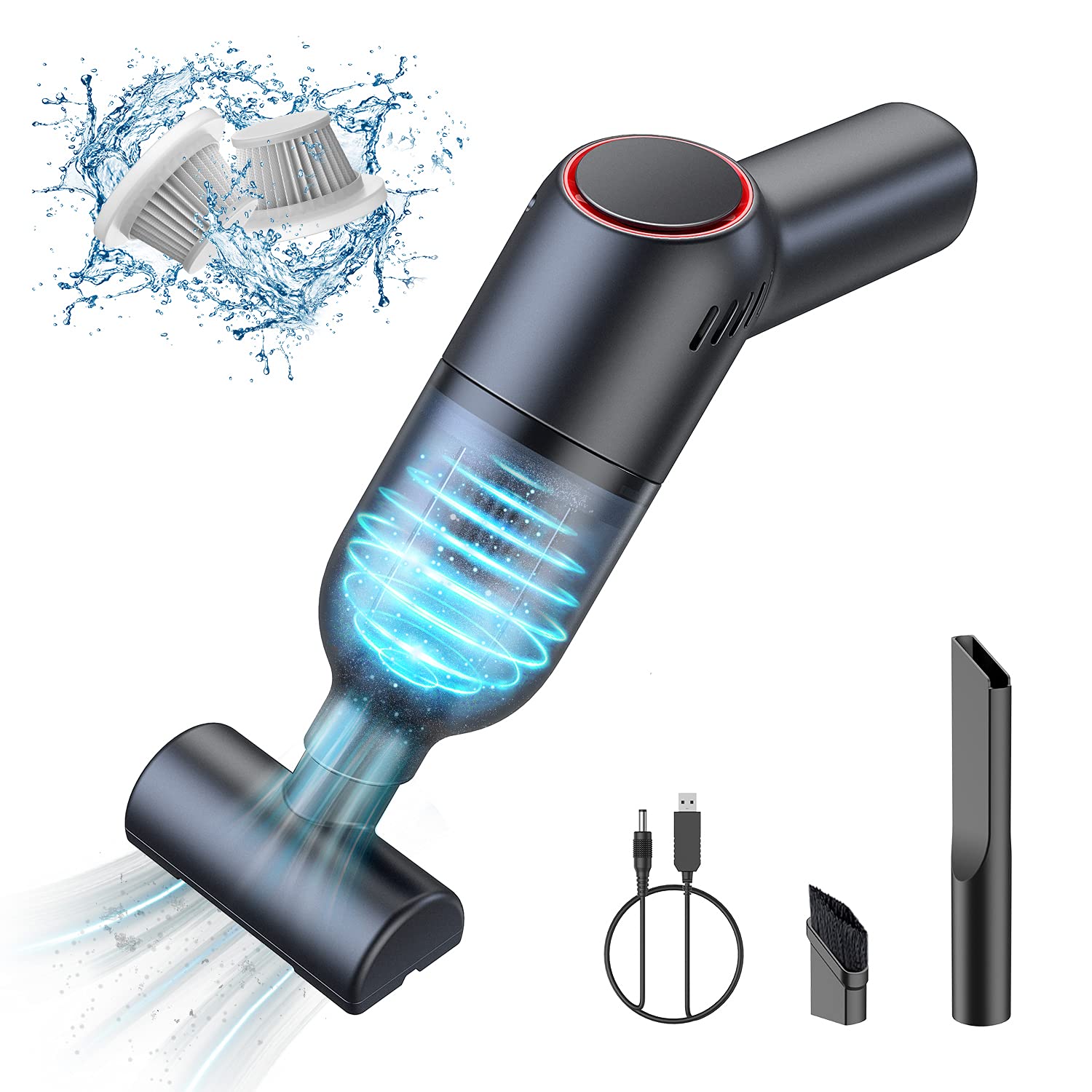 Suncandxy Handheld Vacuum Cleaner Cordless: Mini Rechargeable Hand Vacuum With Strong Suction, Wireless Portable Small Car Vacuu