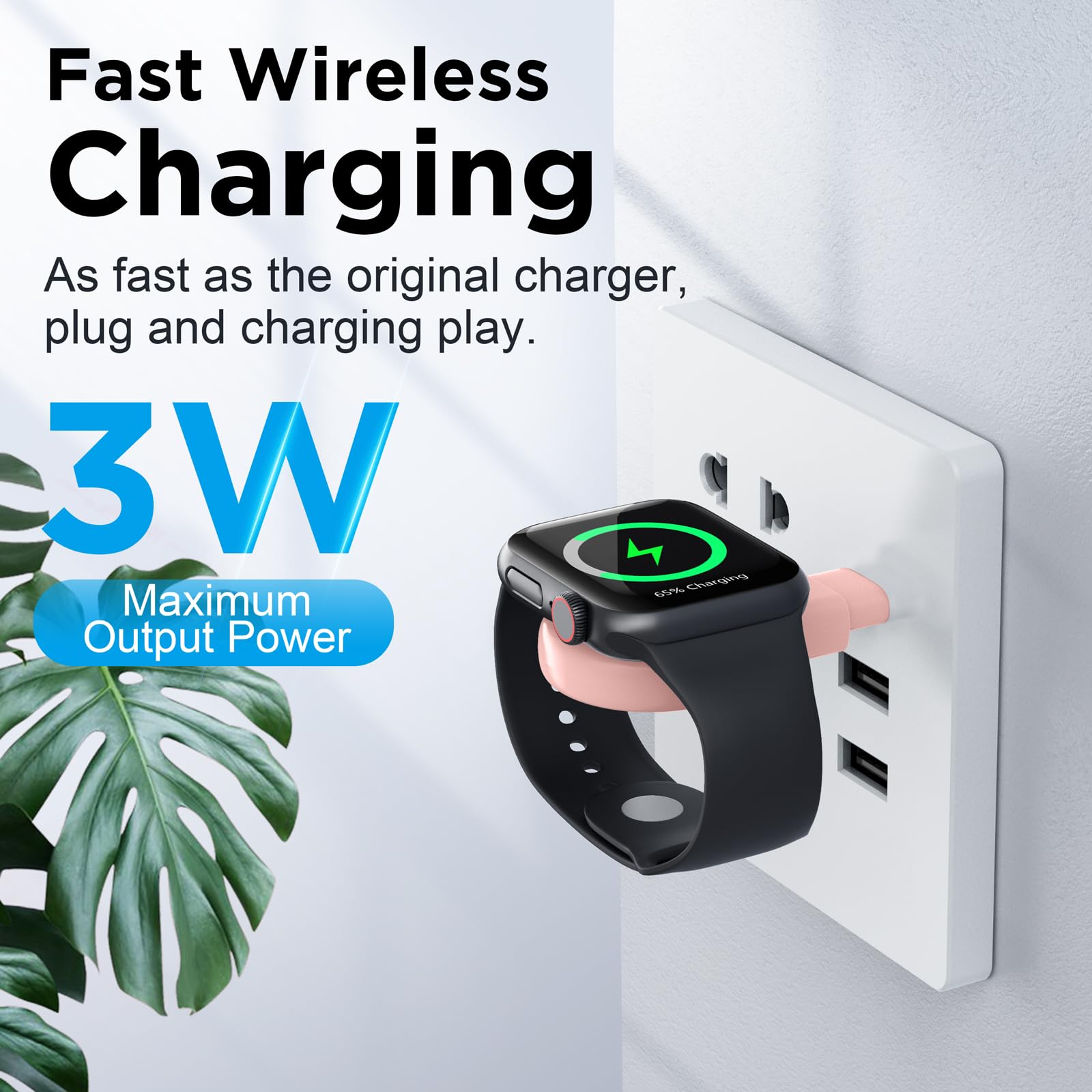 2024 Upgrade For Apple Watch Charger,Magnetic Portable Iwatch Charger Usb C&Usb A Fast Wireless Charging Travel Battery Charger