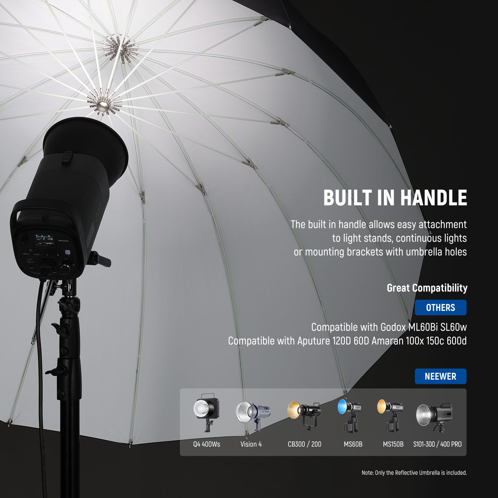 Neewer 41''/104Cm Parabolic Reflective Umbrella Photography With White Inner, Soft Lighting With Diffuser Cover, Bag, Quick Fold
