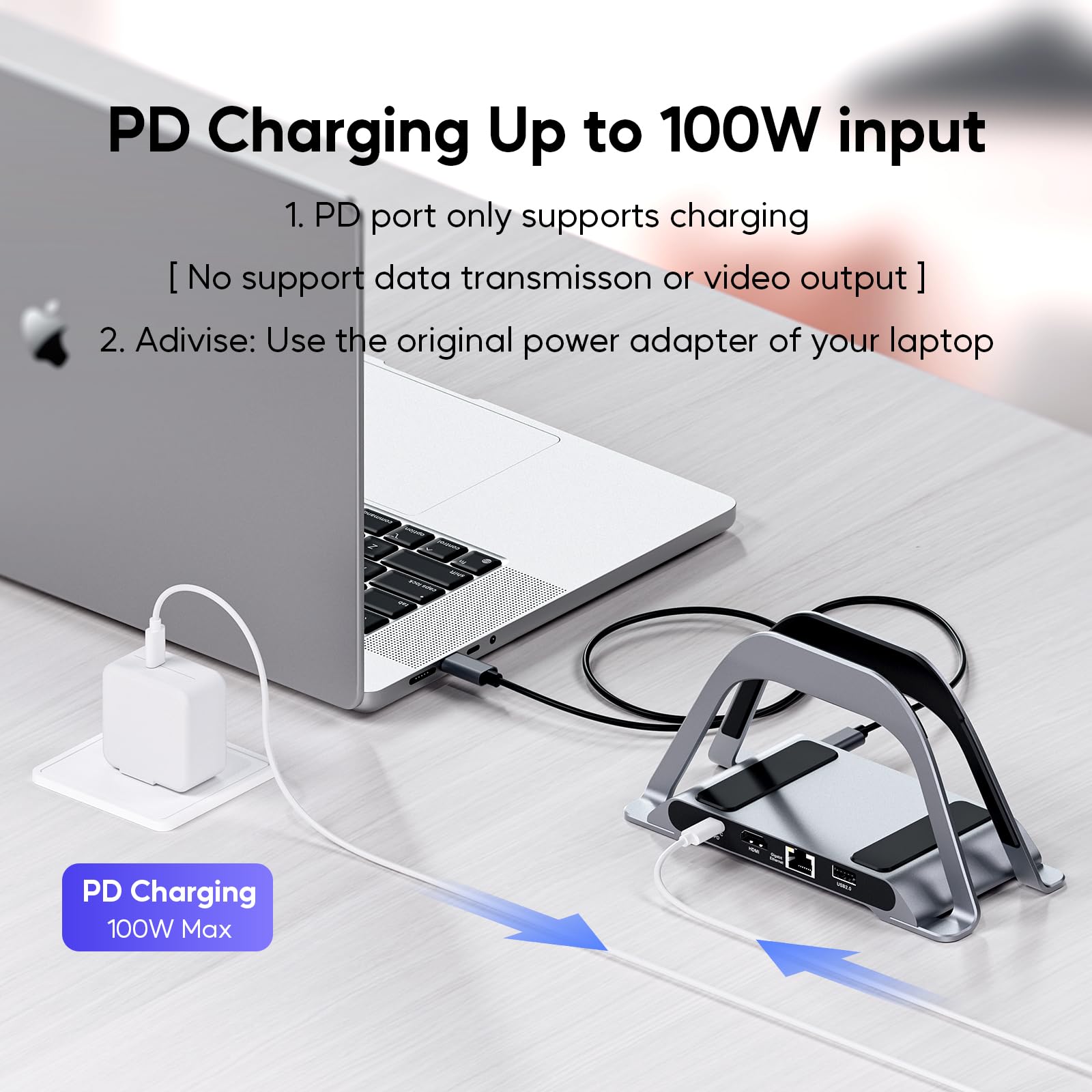 Macbook Docking Station, Pulwtop Usb C Docking Station With Vertical Stand Compatible With Macbook Pro And Air, With 4K Hdmi, 3