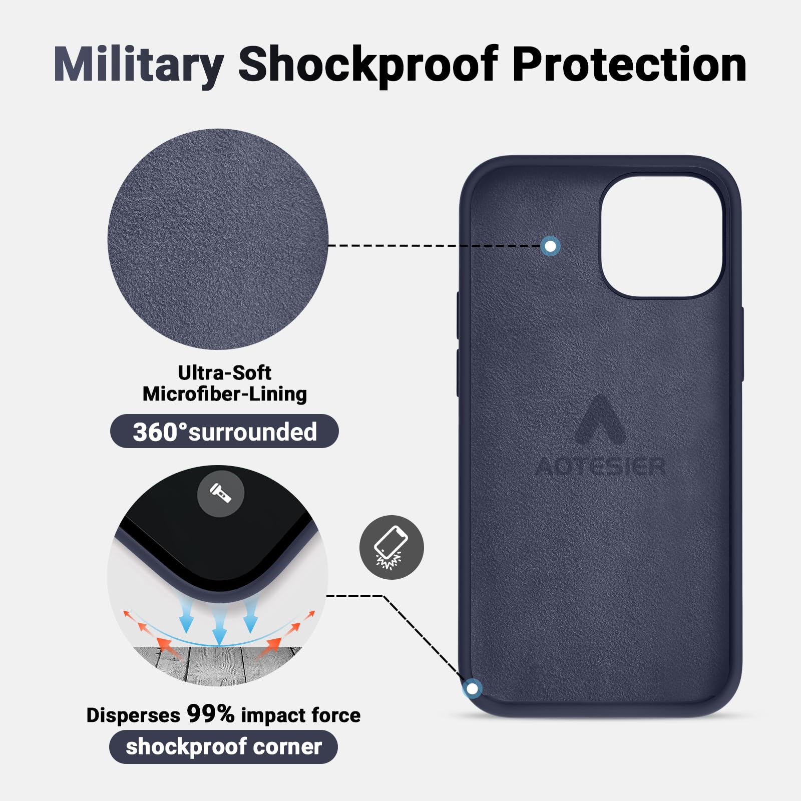 Aotesier Shockproof Designed For Iphone 13 Mini Case, Food Grade Silicone Phone Case With [Soft Anti Scratch Protective Lining]