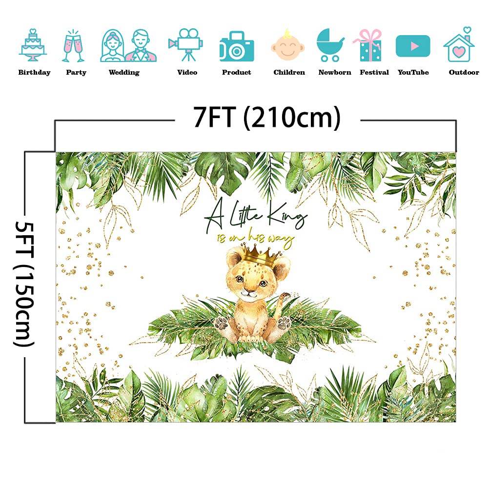 Mocsicka Lion Baby Shower Backdrop A Little King Is On His Way Background Safari Baby Lion Baby Shower Party Cake Table Decorati