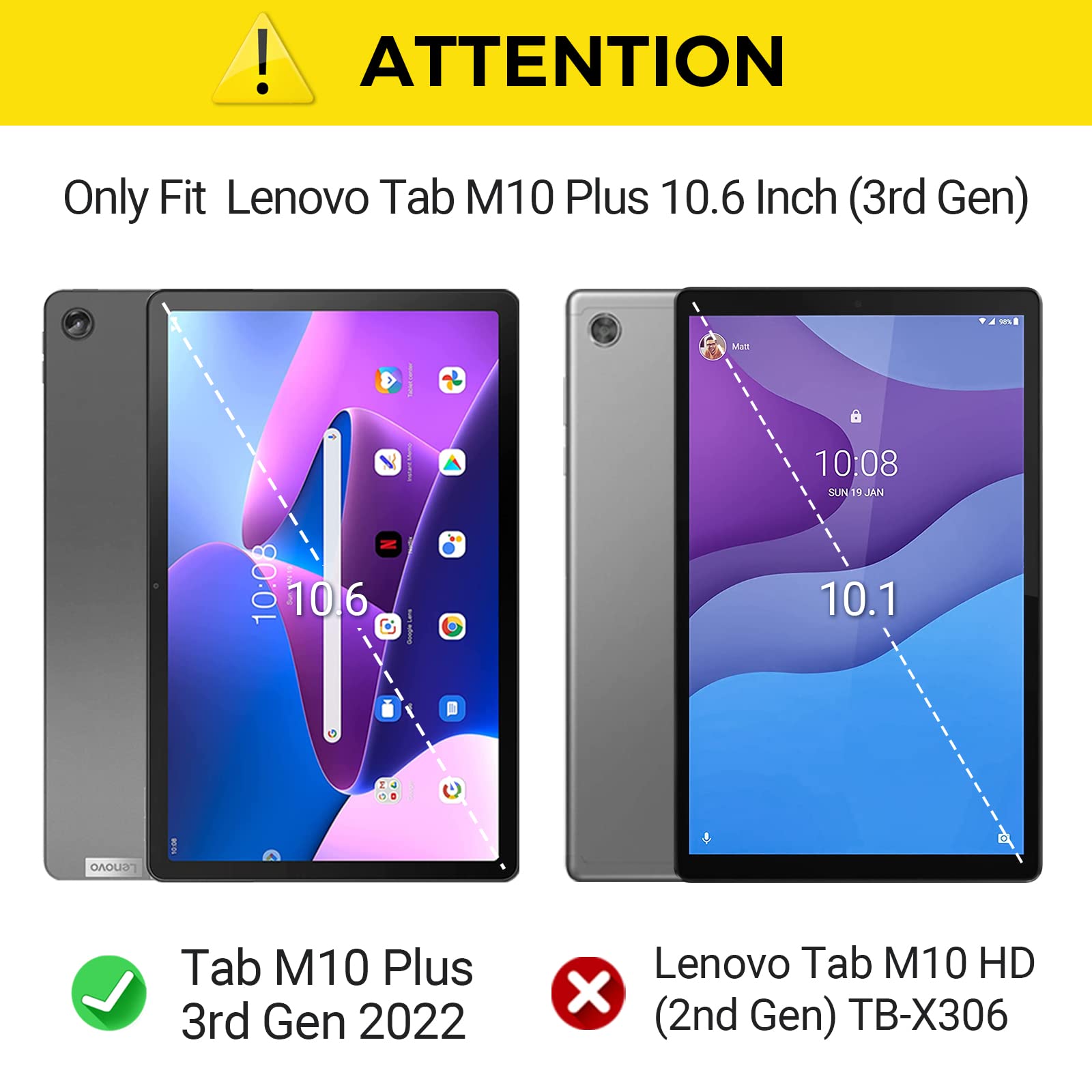 Simpleway Kids Case For Lenovo Tab M10 Plus 3Rd Gen 2022 10.6 Inch Model(Tb 125F/128F),Lightweight Shockproof Handle Stand Case