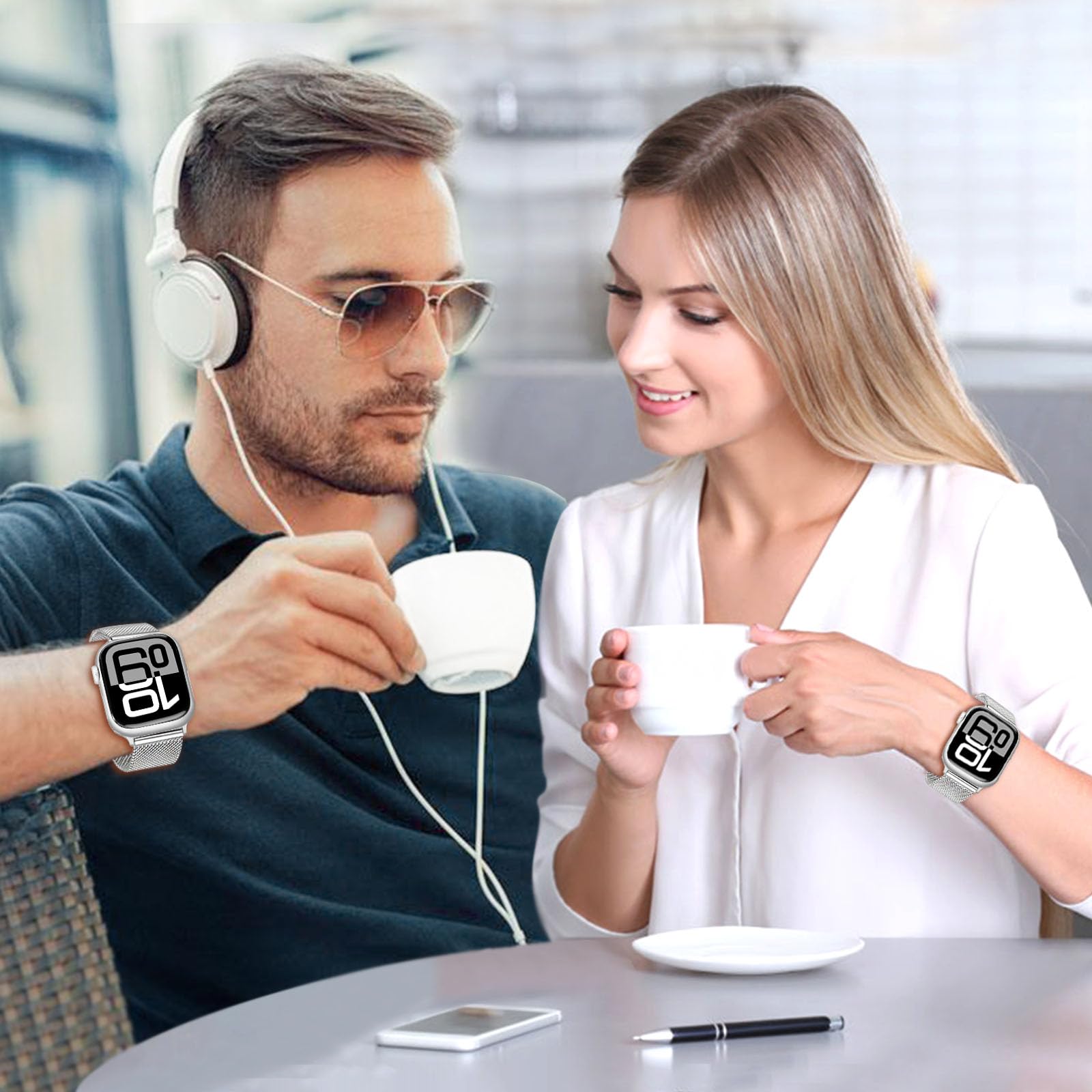 Trumirr Silver Band For Apple Watch 38Mm 40Mm 41Mm Women Men, Mesh Woven Stainless Steel Watchband Replacement Strap Bracelet Fo